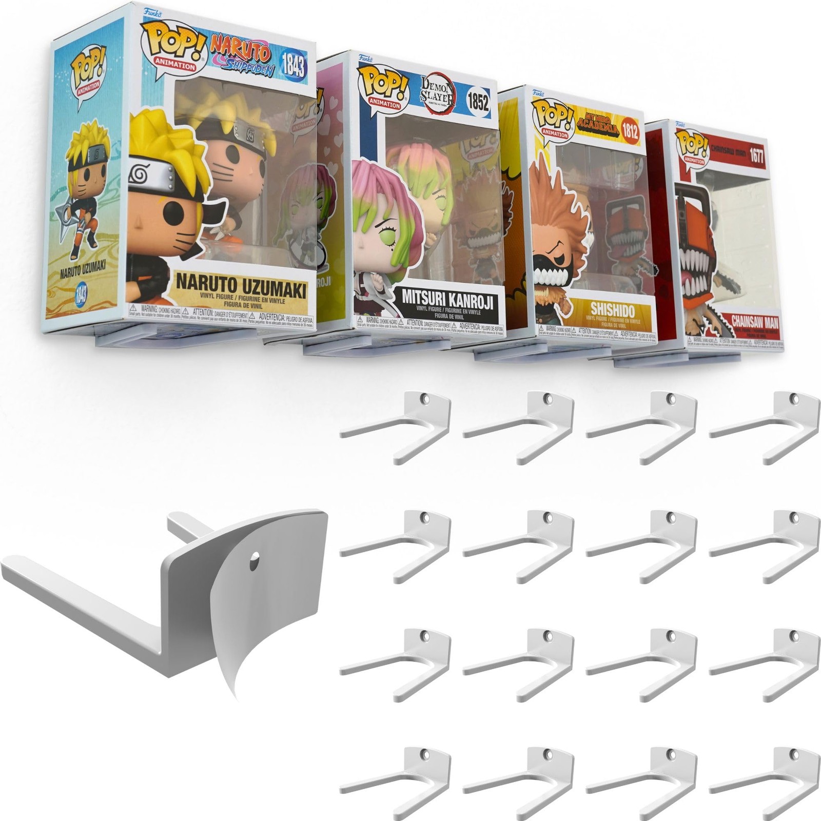 Modern JP Adhesive Display Shelf for Funko Pop 3.5" Deep × 4.5" Wide, White 