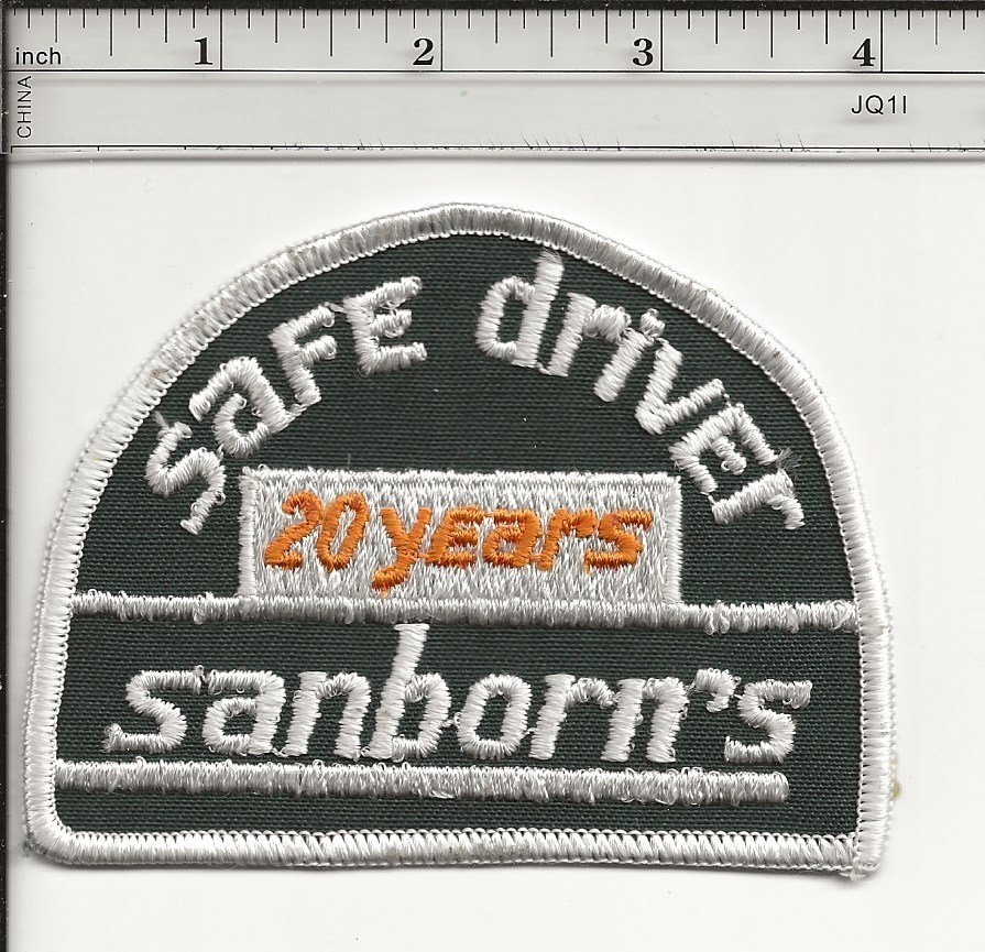 Sanborn's 25 year safe driving trucking company patch