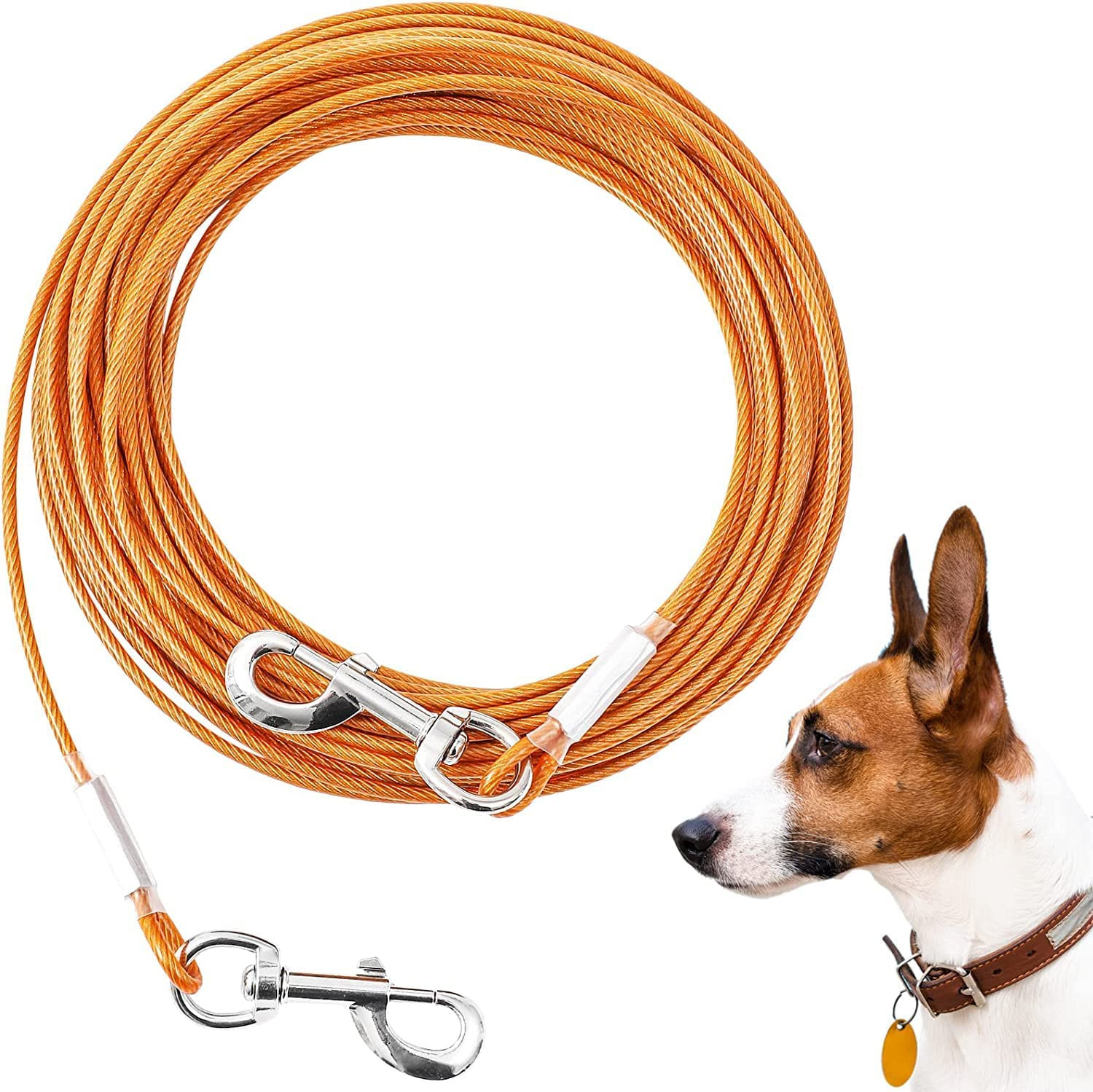 Dog Tie Out Cable,50Ft Dog Lead-Heavy Duty Tie Out Cable for Large Dogs up to 12