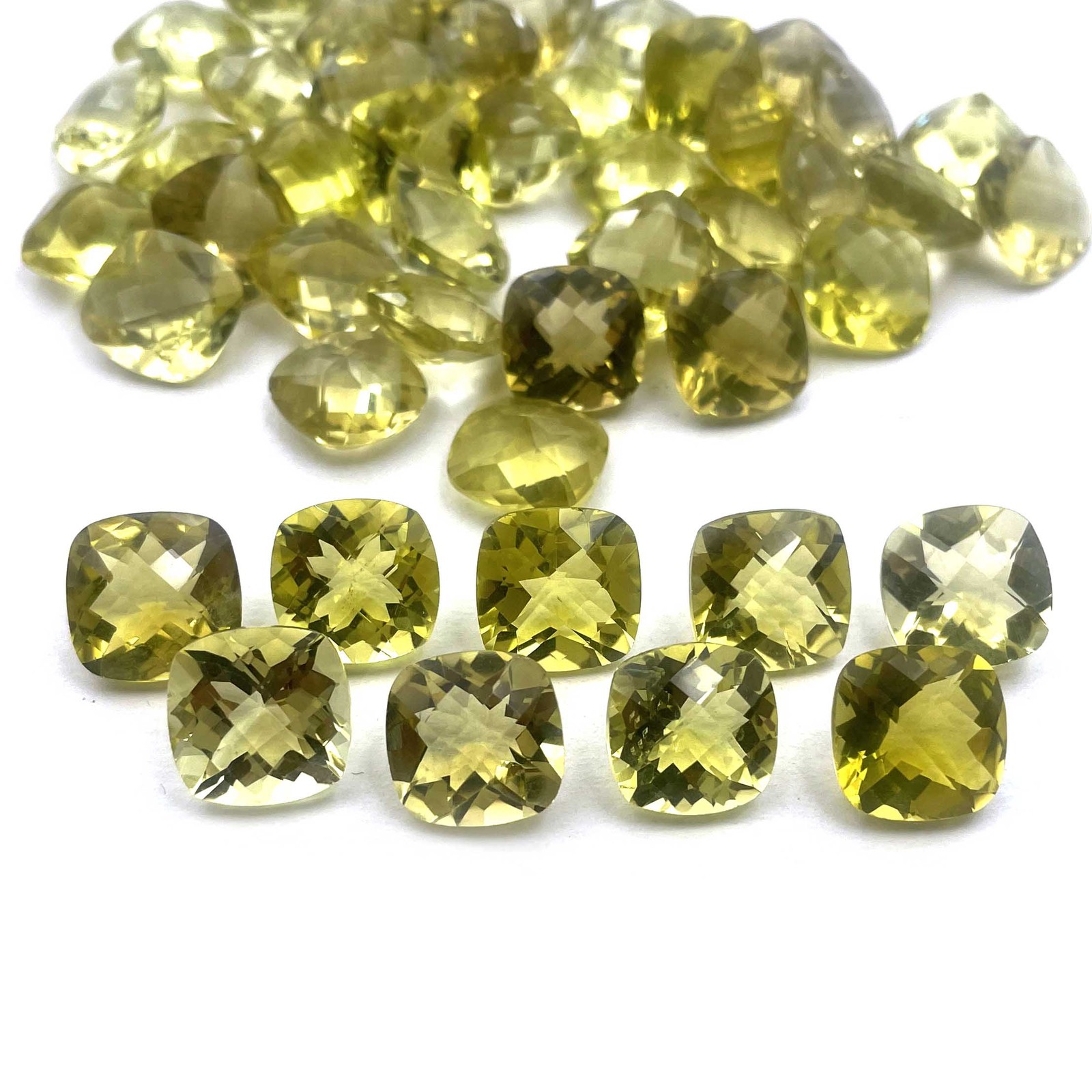 Natural Lemon Quartz Cushion Checker Cut Loose Stone Lot 8 Pcs 12 MM 50 CT