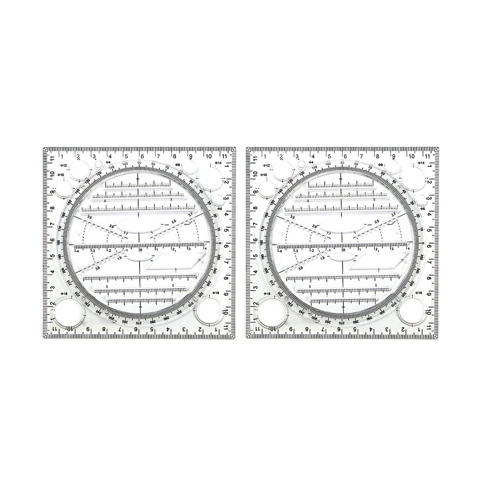 2X Multifunctional Circle Drawing Template, Geometric Drawing Tool,5208