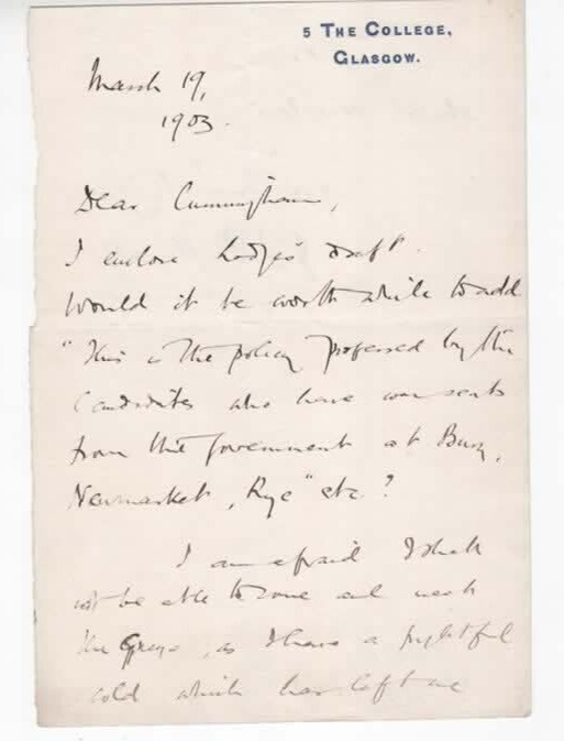 John Swinnerton Phillimore ALS 1903 British classical scholar, poet Glasgow Uni