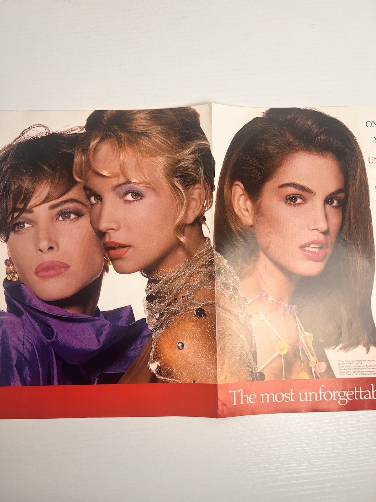 Revlon Cindy Crawford Christy Turlington Magazine Ad 1980s