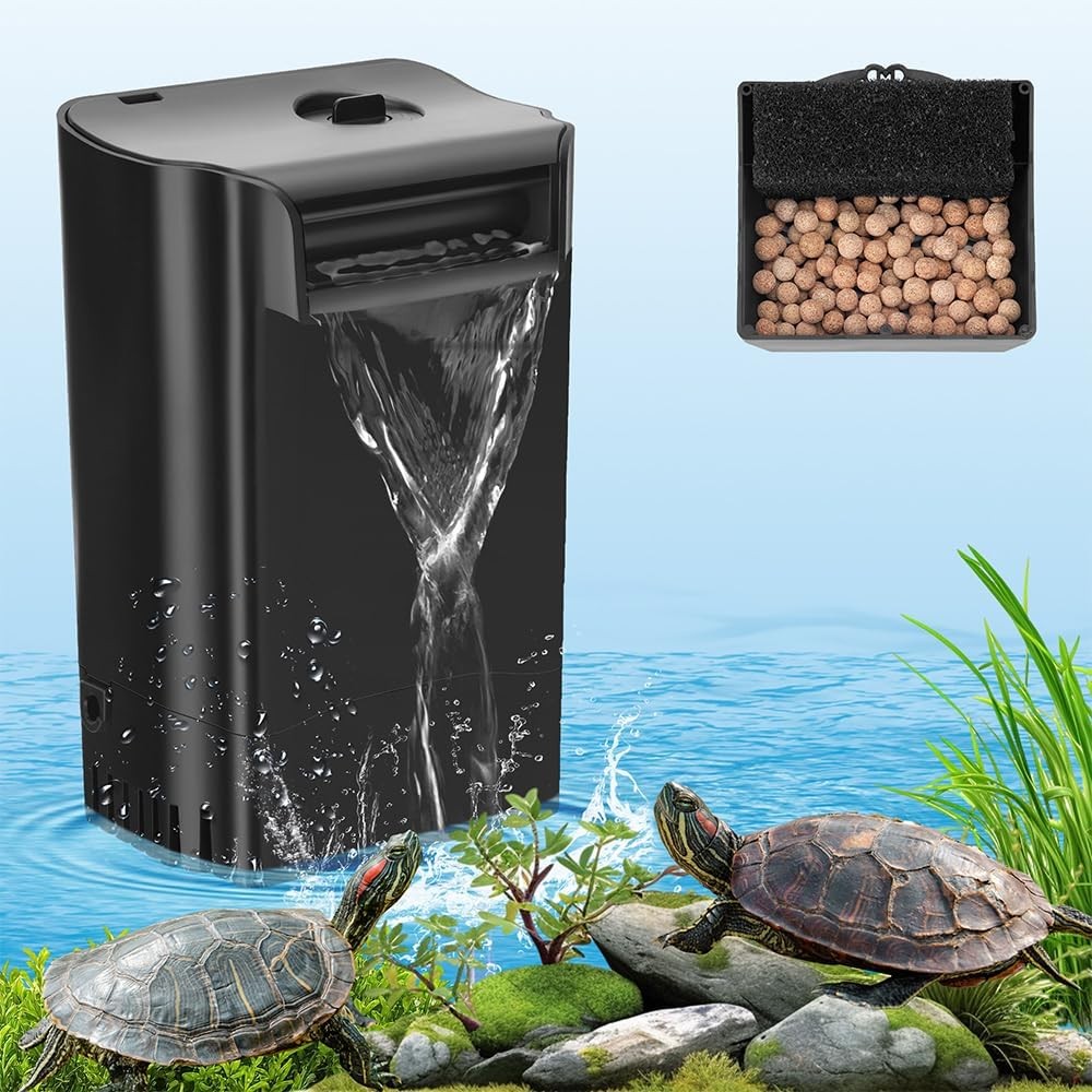 Turtle Tank Filter Internal Power Aquarium Filter Low Water Level Biofiltration
