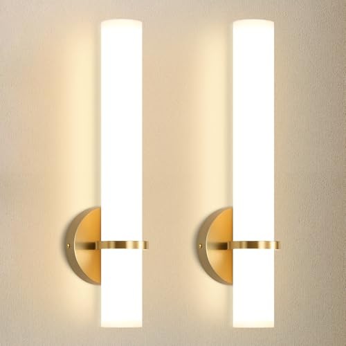 16W LED Dimming Wall Sconces 2 Packs, 3000K Warm Lights Dimmable, set of 2 Gold