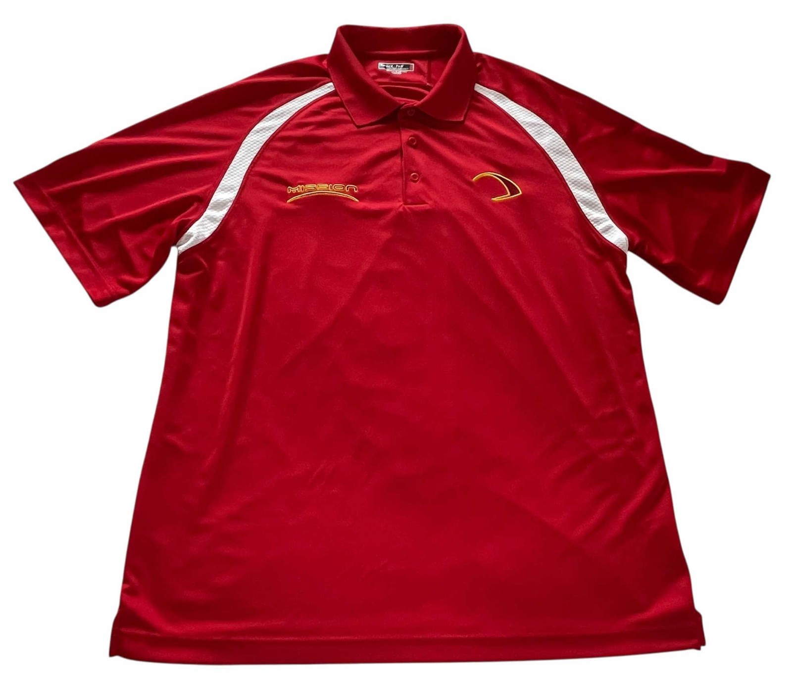 EBONITE Sport-Tek/Mission Red & White MEN'S BOWLING Polo Shirt/Jersey XL