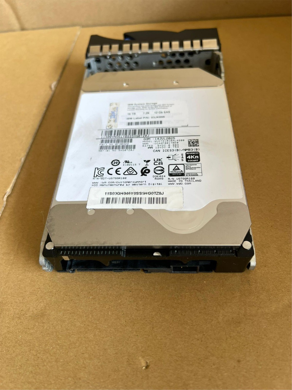 IBM 16TB  SAS HDD  12GB 02YJ910 WITH TRAY