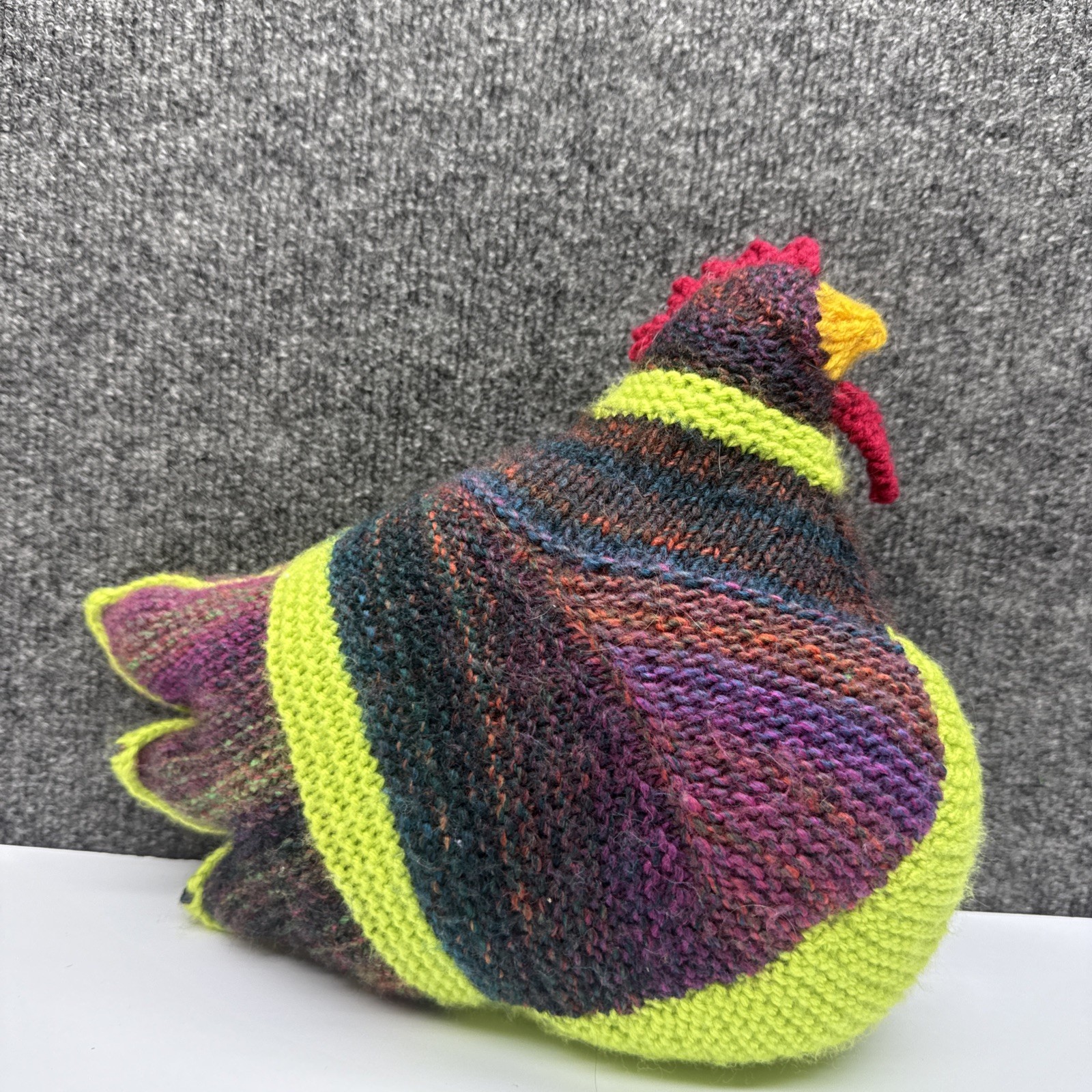 Colorful Emotional Support Knitted Knit Chicken Bird Plush Stuffed Handmade