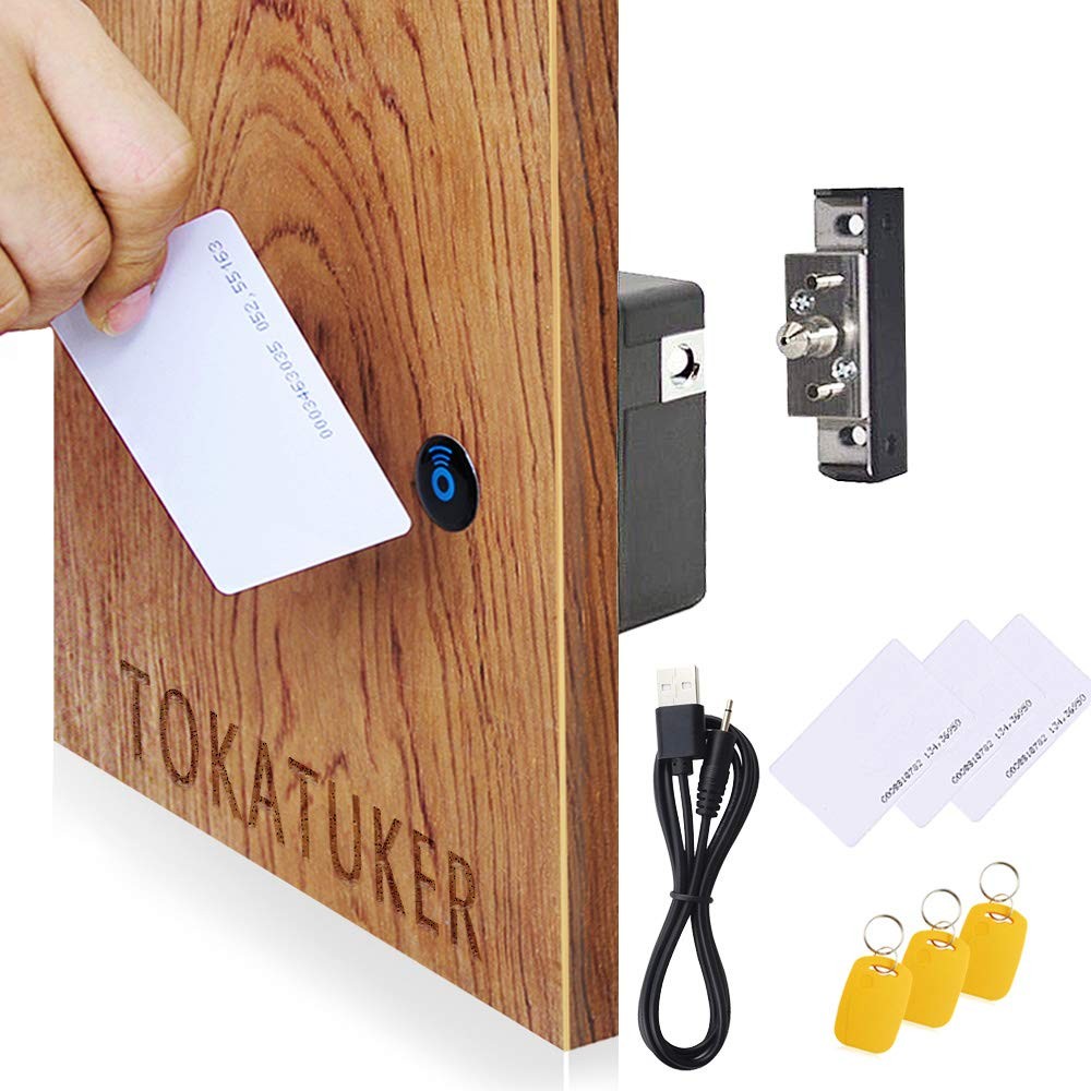 Tokatuker Invisible Cabinet Lock, Hidden NFC Lock DIY 1.2x3 Inch, Matte Black 