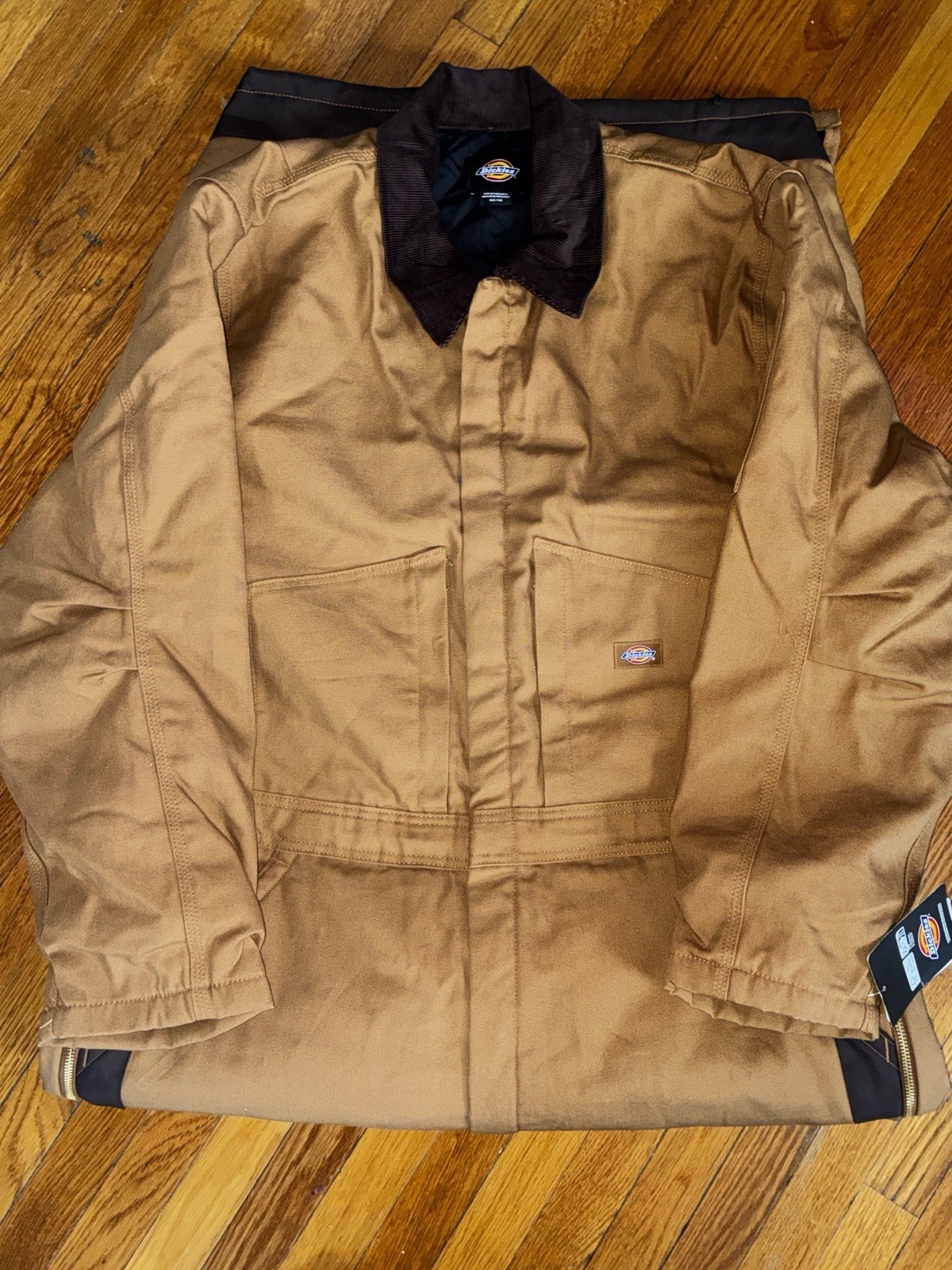 DICKIES MEN XLR XL-REG Brown PREMIUM INSULATED COVERALL DWR DUCK CANVAS NEW NWT