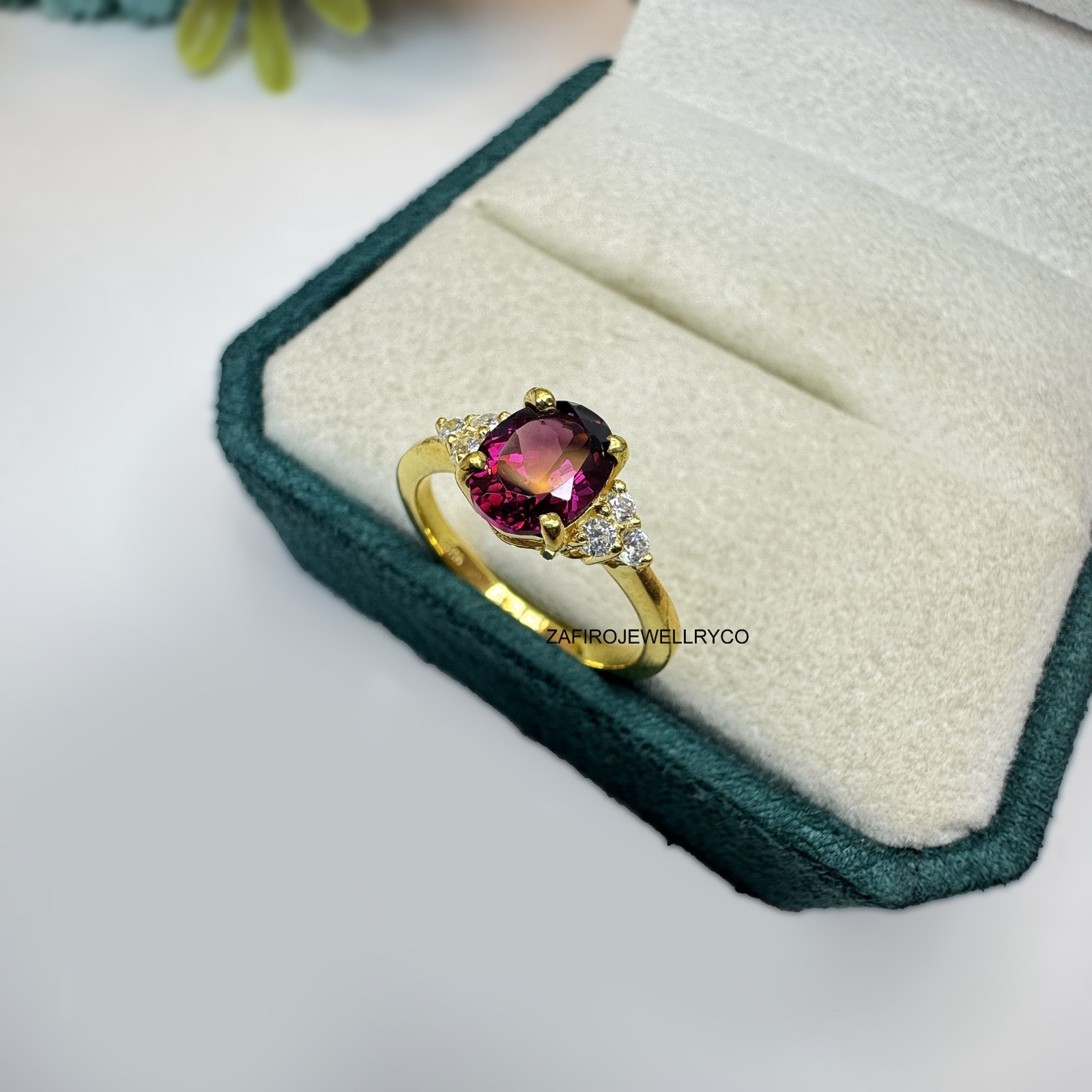 Natural Rhodolite Ring, Birthstone Ring, Promise Ring, Cluster Ring