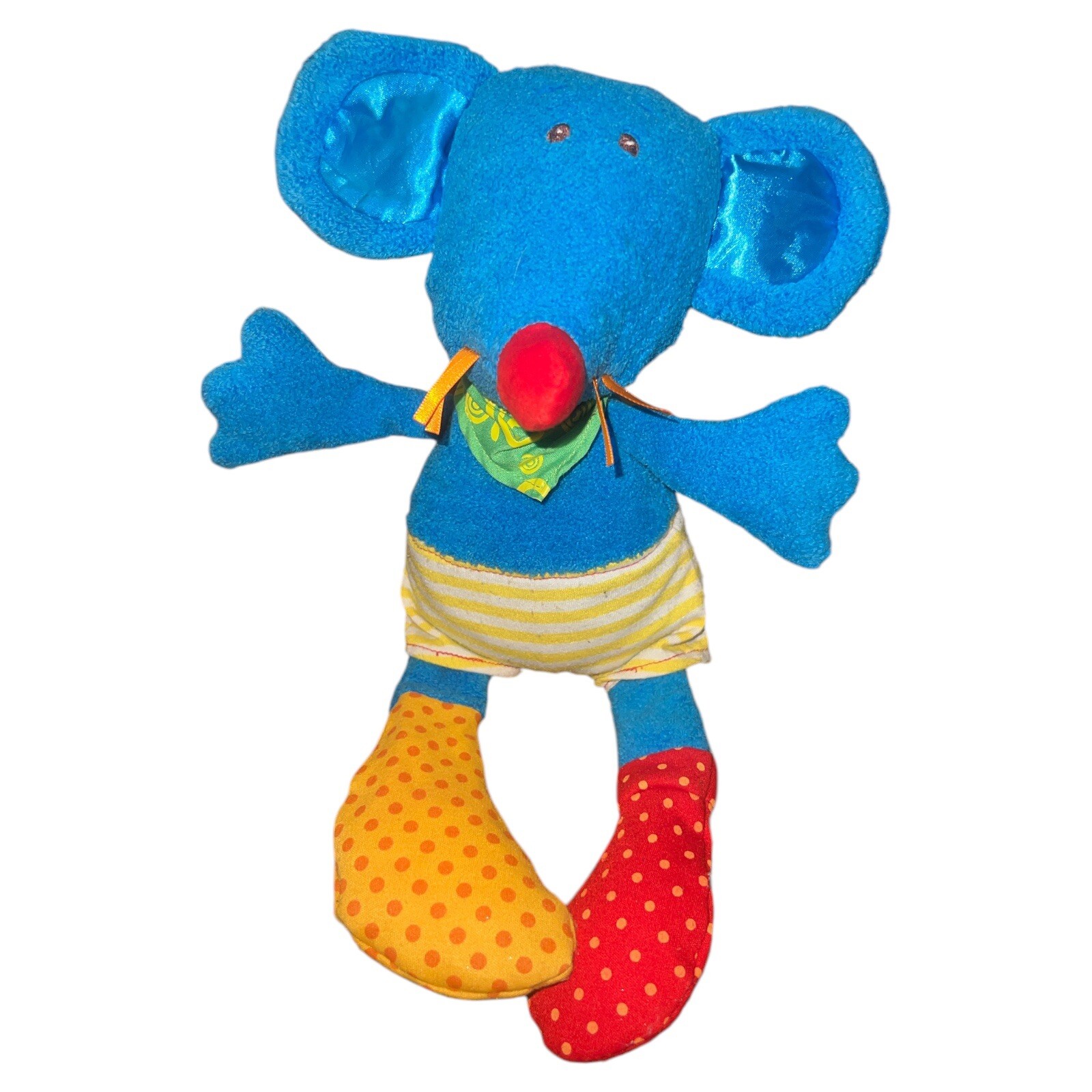 Baby GUND MOUSE SOCK HOP SNEAKS Plush Stuffed Toy Blue Crinkle Rattle Baby