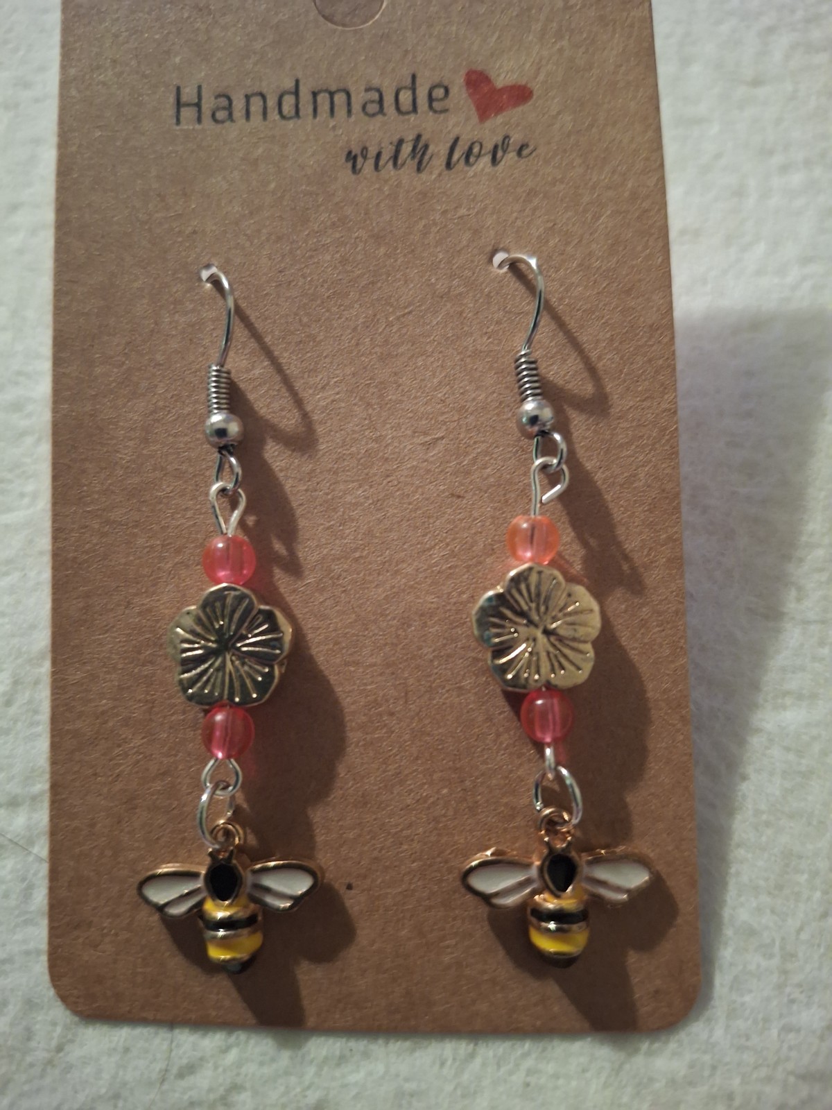 Handcrafted Bee Flower Glass Beaded Dangle Earrings Multicolor Women