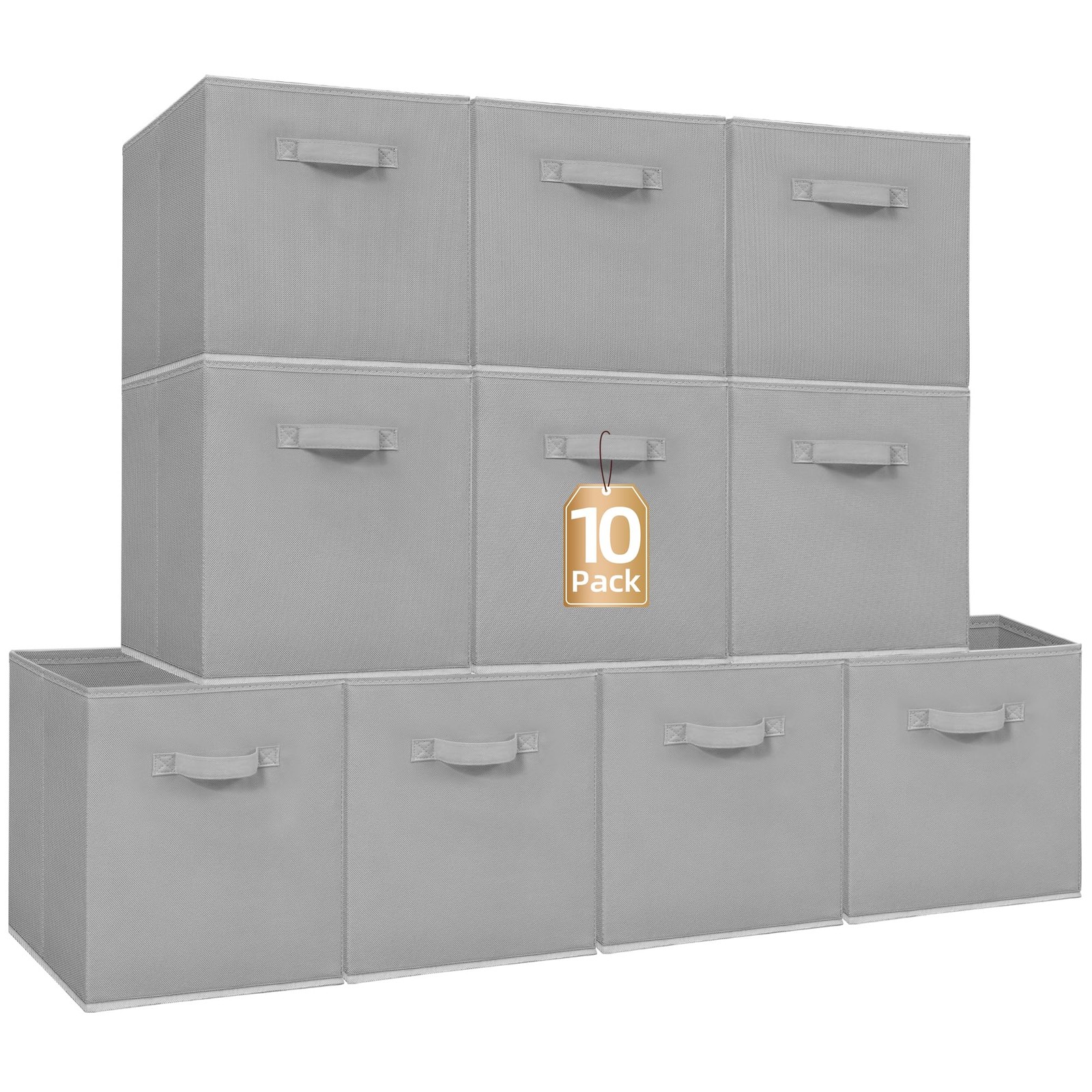 STORAGE MANIAC Storage Cubes, 13 Inch Collapsible 13 INCH, Grey-10 Pack 