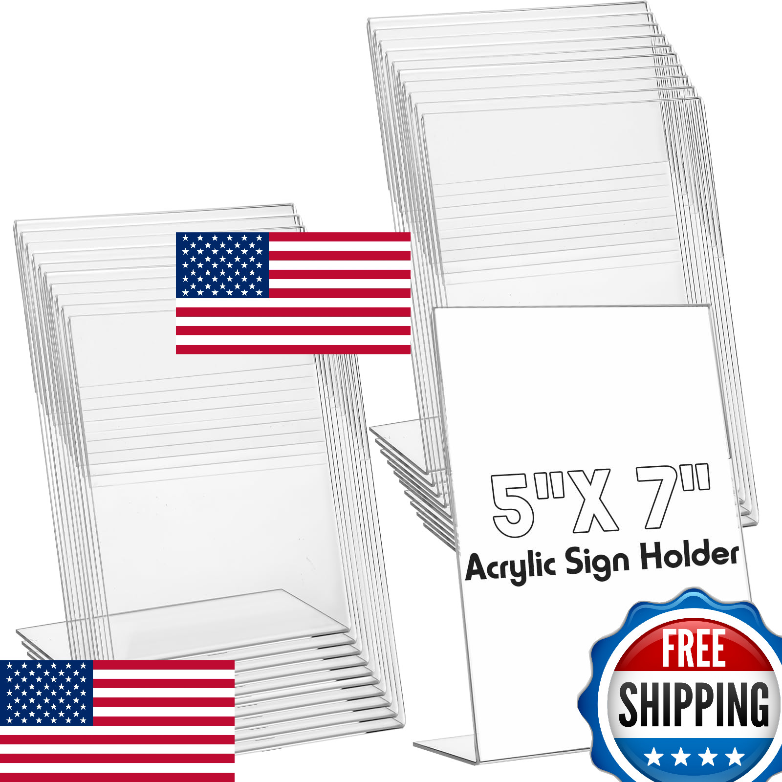 Vicenpal 20 Pcs 5x7 Acrylic Sign Holder Picture Frame L Shaped Plastic Display