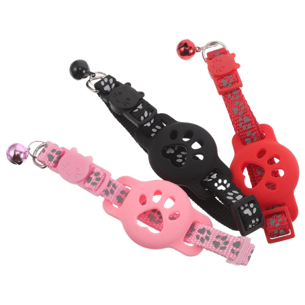  3PCS Cat Tracker Collar Holder - Reflective Safety Collar with Bell for Kitten