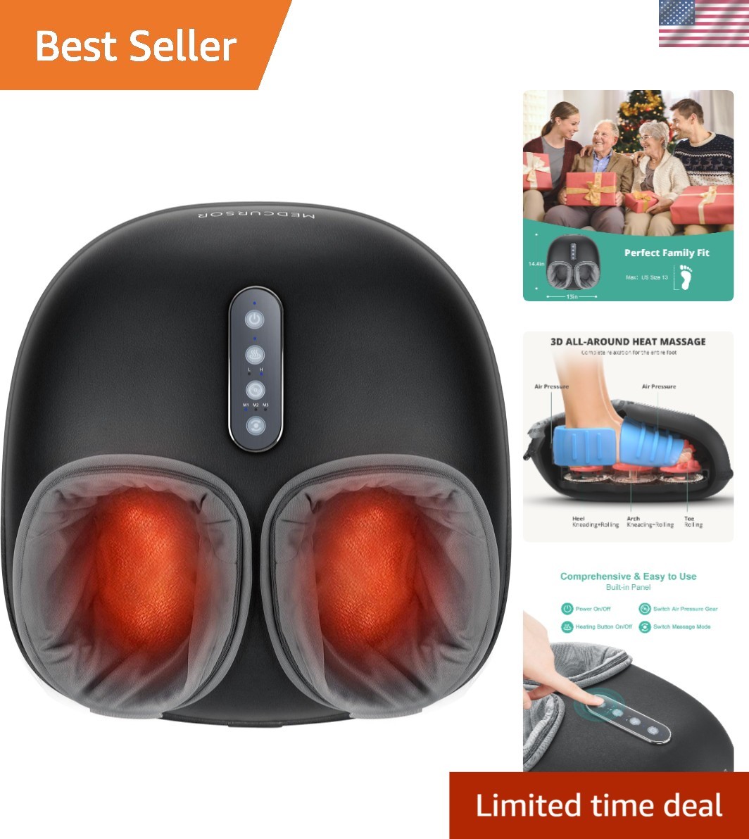 Heated Shiatsu Foot Massager - Relief for Tired Muscles & Plantar Up to Size 13