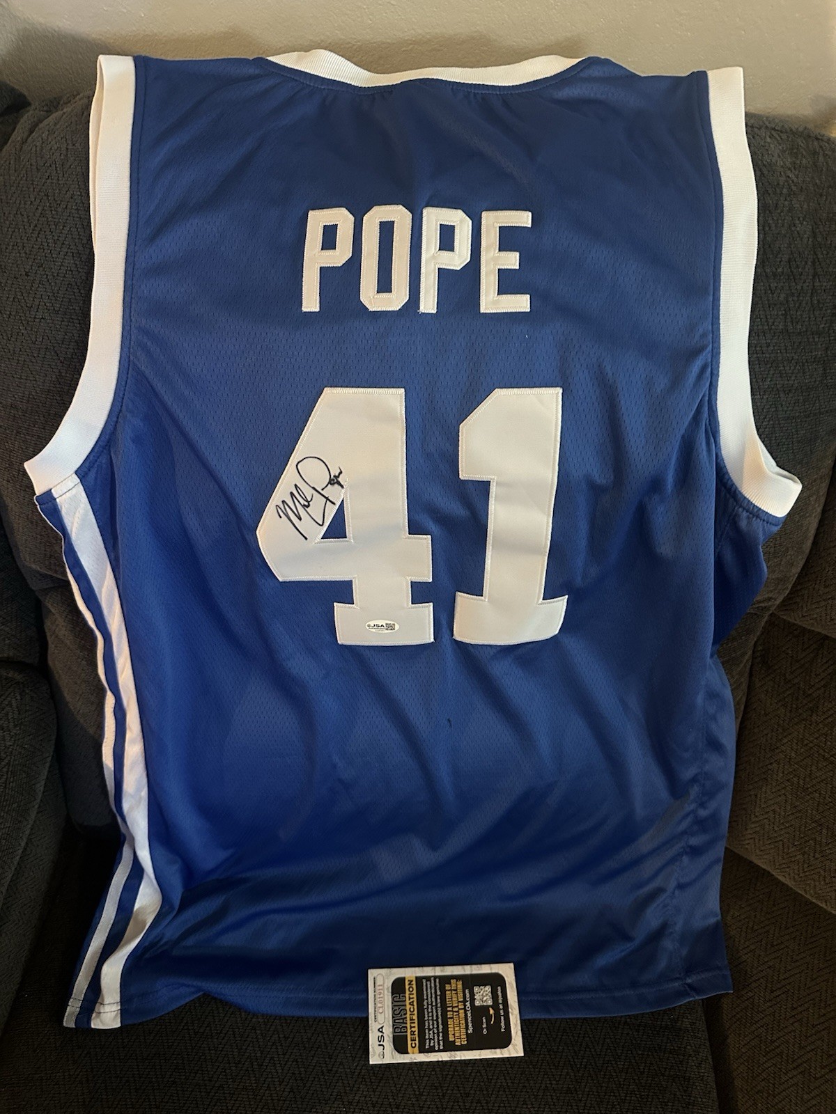 Mark Pope SIGNED Kentucky Jersey Stitched XL JSA Authentication COA