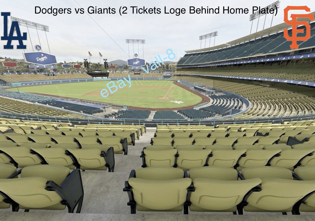 5/11 Dodgers vs Giants  (2 Loge Seats Aisle Behind Home Plate) WS Replica Trophy