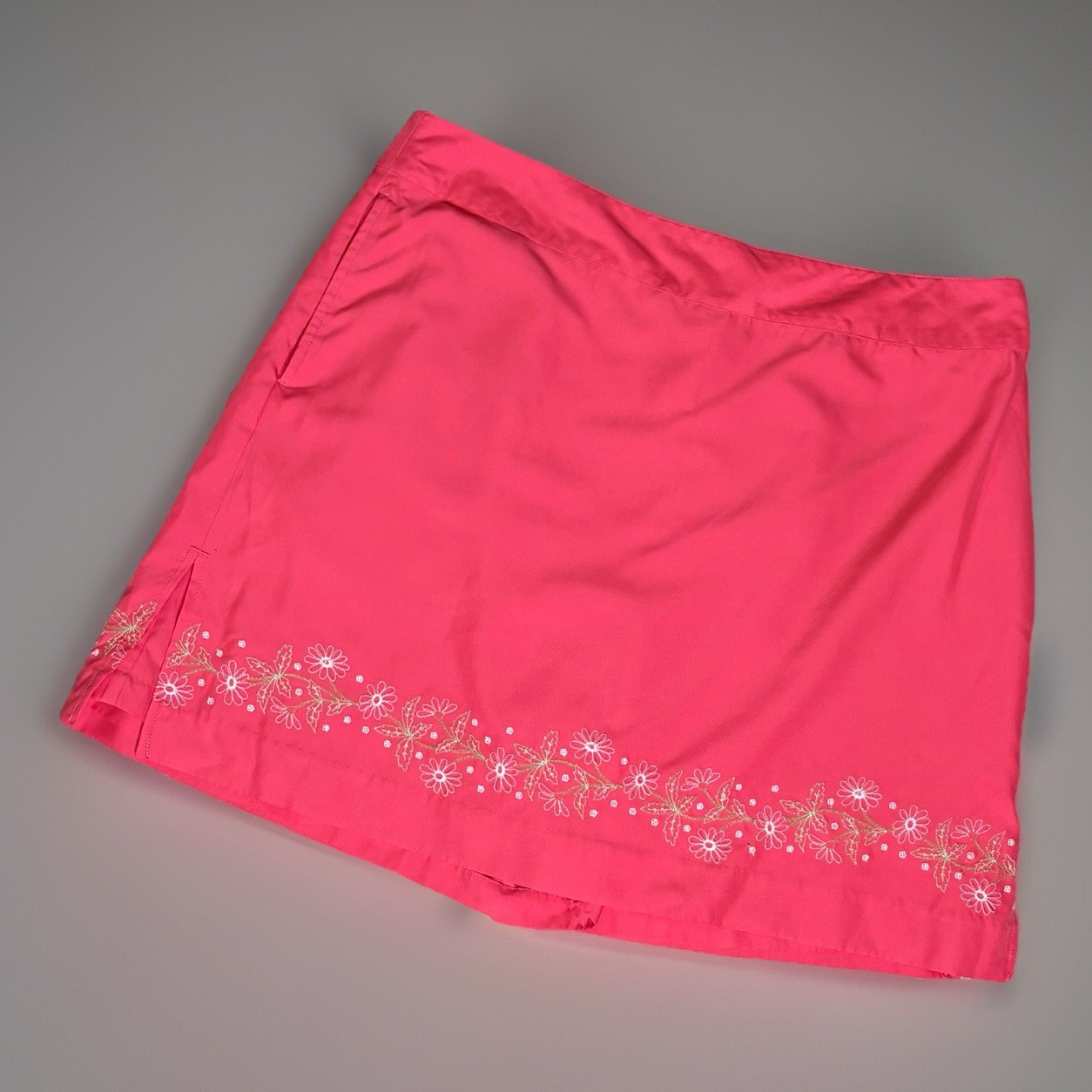 Izod Xtra Dry Golf/Tennis Skort/Skirt Size 16 Hot Pink Embroidery Side Zip EUC