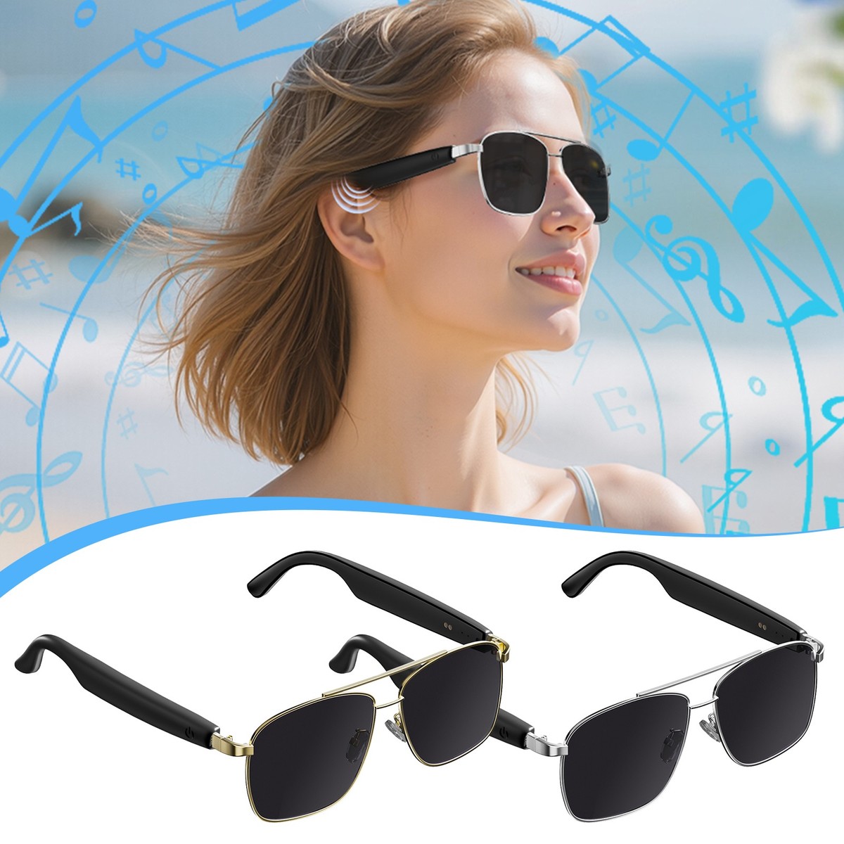 Wireless AI Language Smart Translator Glasses Headphone 100+Language Translation