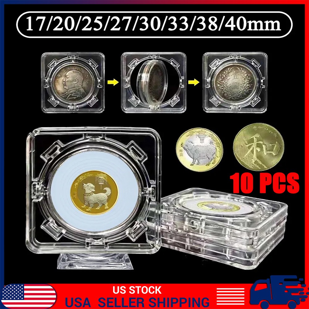 10PCS 3D Floating Coin Display Frame Holder Box Case Stand Showing Rack 40 MM