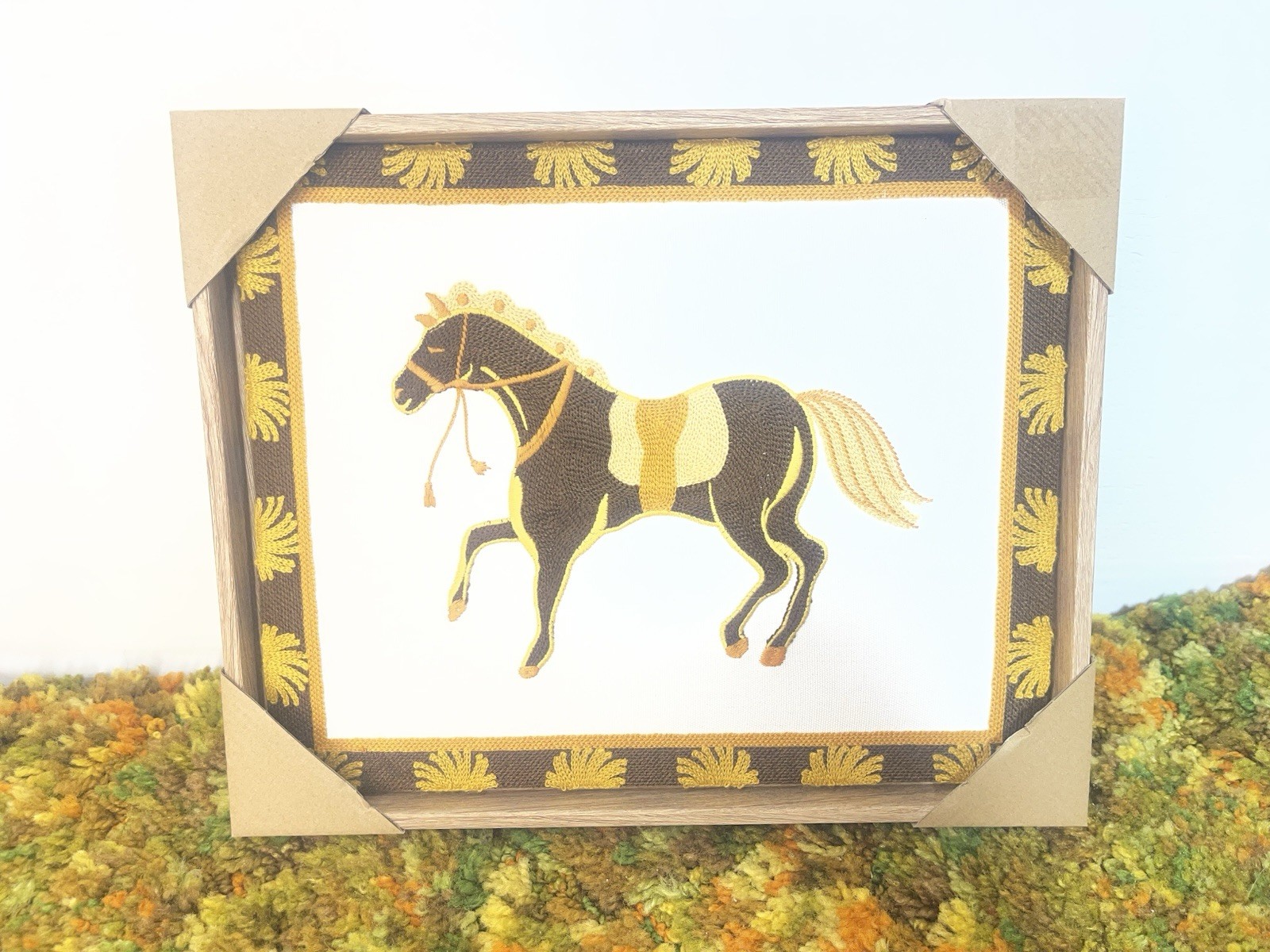 BP Home Woven Embroidered Textile Wall Art Horse Decor 14.25" x 11.75"