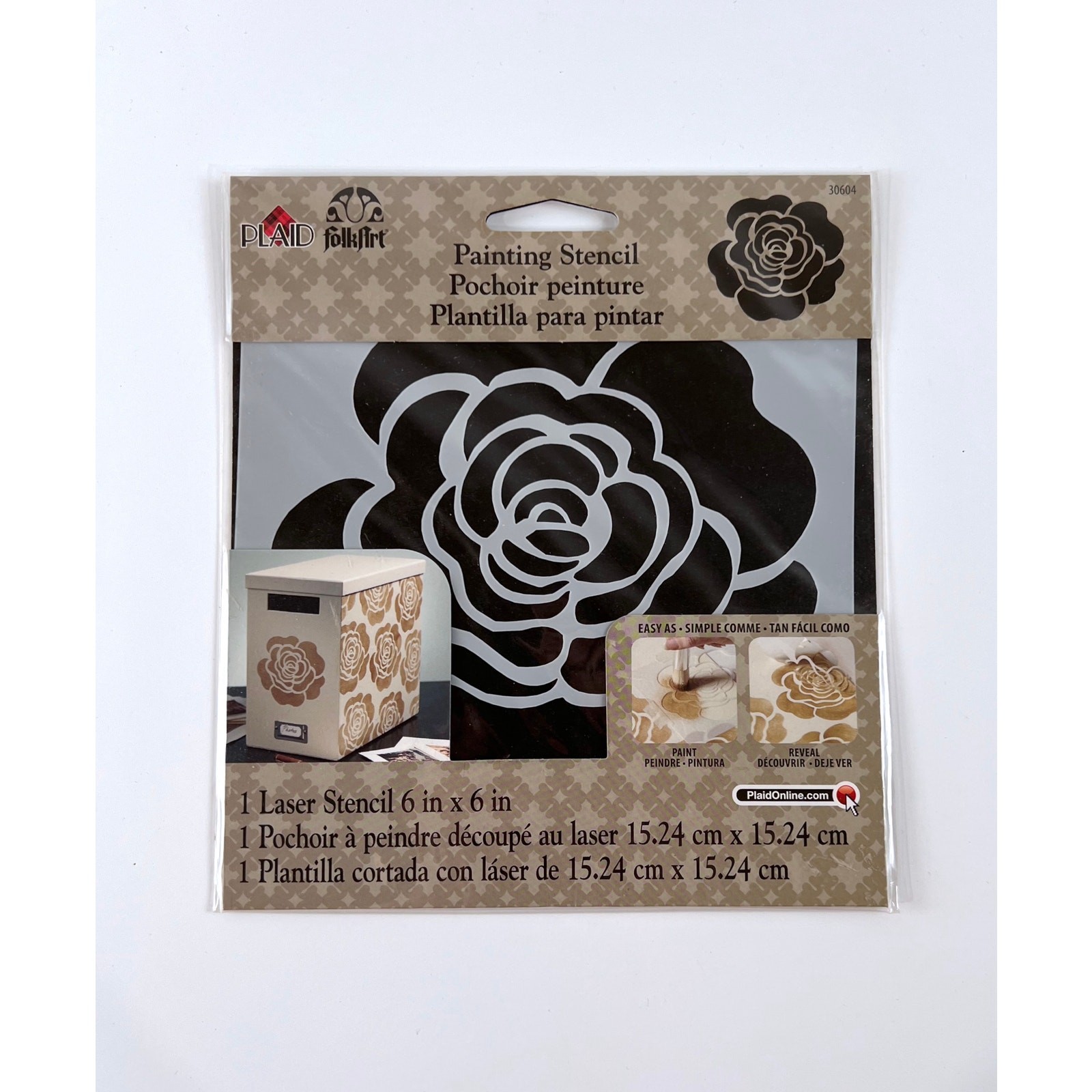 Plaid FolkArt Rose Painting Stencil 6x6 Floral Craft Wall Furniture DIY Reusable