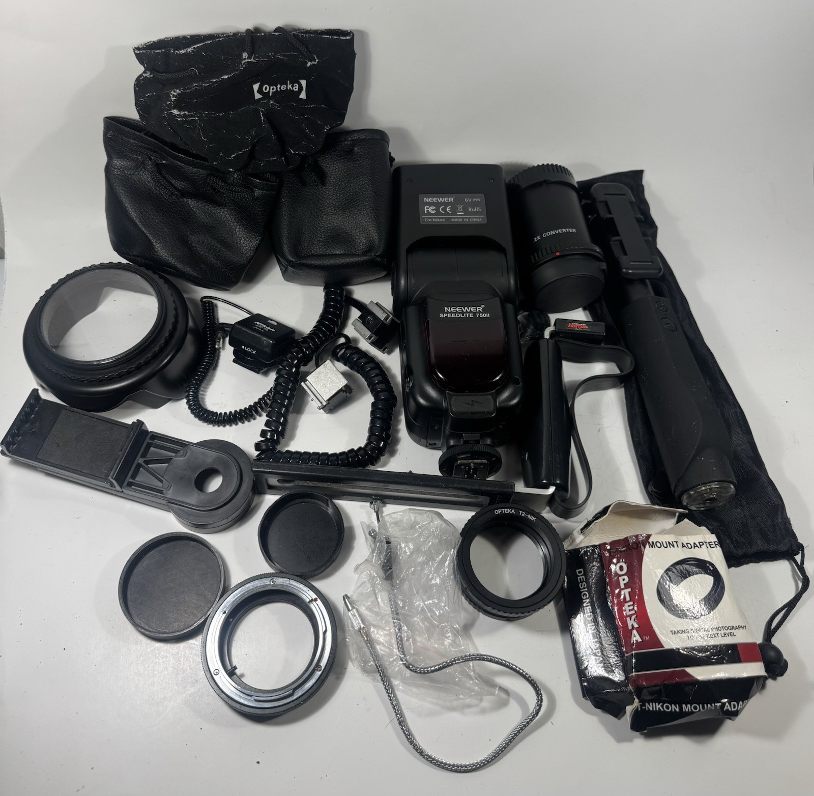 Camera Accessories Nikon Flash Teleconverter Lens Adapters Caps Bag - Untested