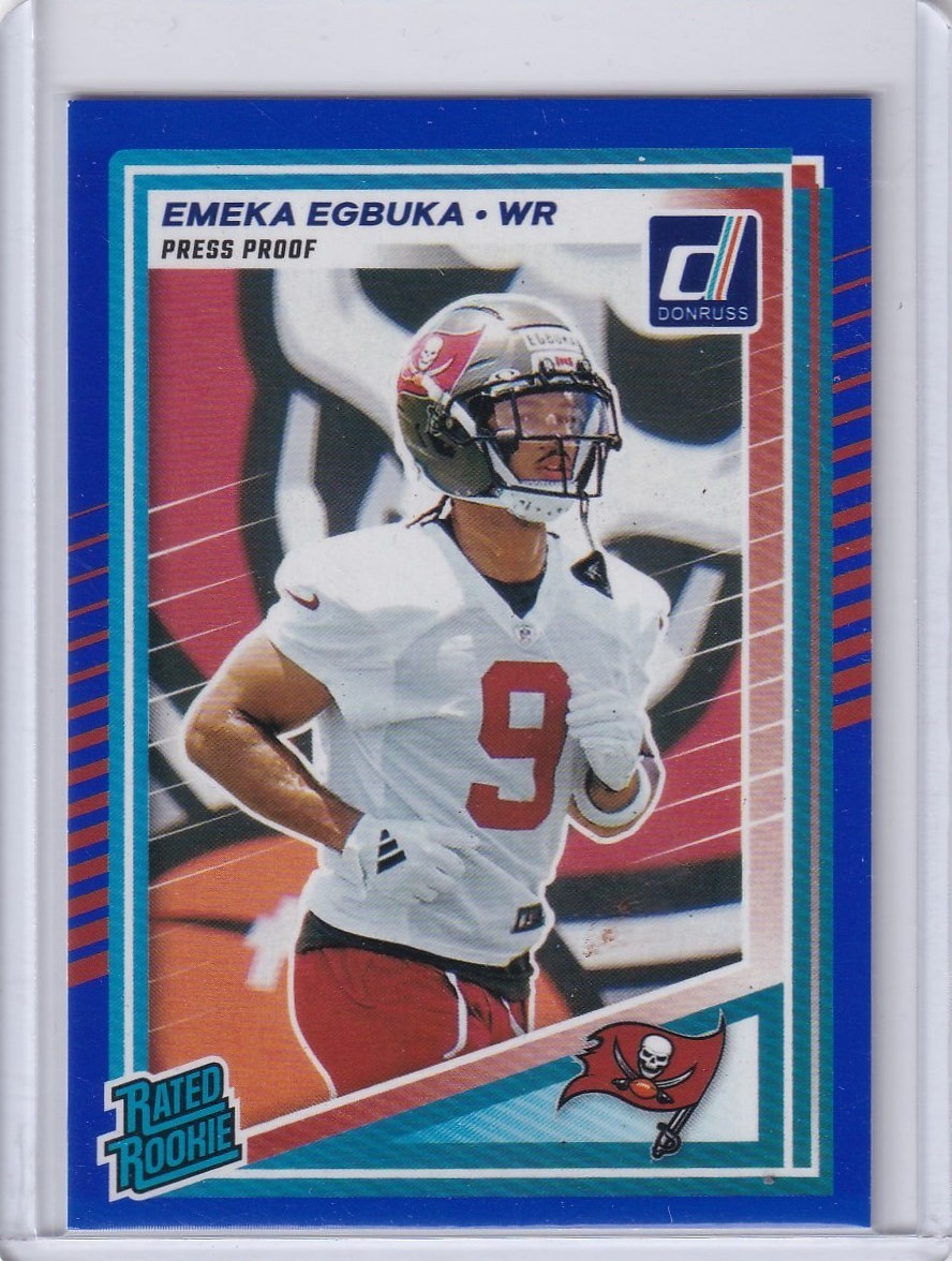 2025 Panini Donruss - Emeka Egbuka Blue Press Proof Rated Rookie (RC) #375