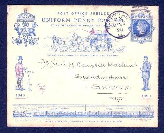 GREAT BRITAIN DE 24 90 UNIFORM PENNY POST ENVELOPE INTERNAL