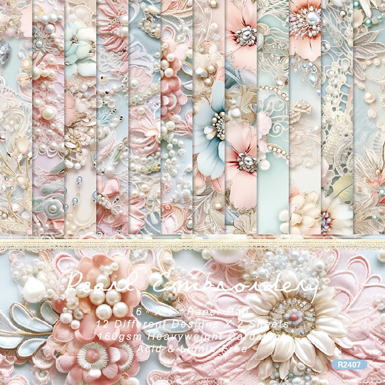 Valentine Scrapbook Paper Pad，6X6 Single-Sided Cardstock Paper Pad for Card Maki