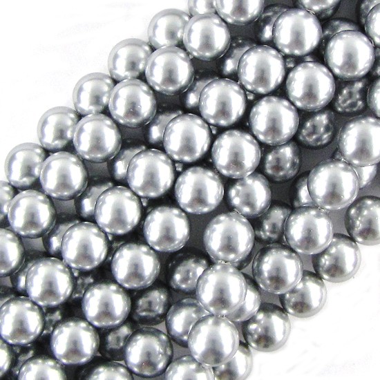 Silver Shell Pearl Round Beads Gemstone 15.5" Strand 6mm 7mm S2