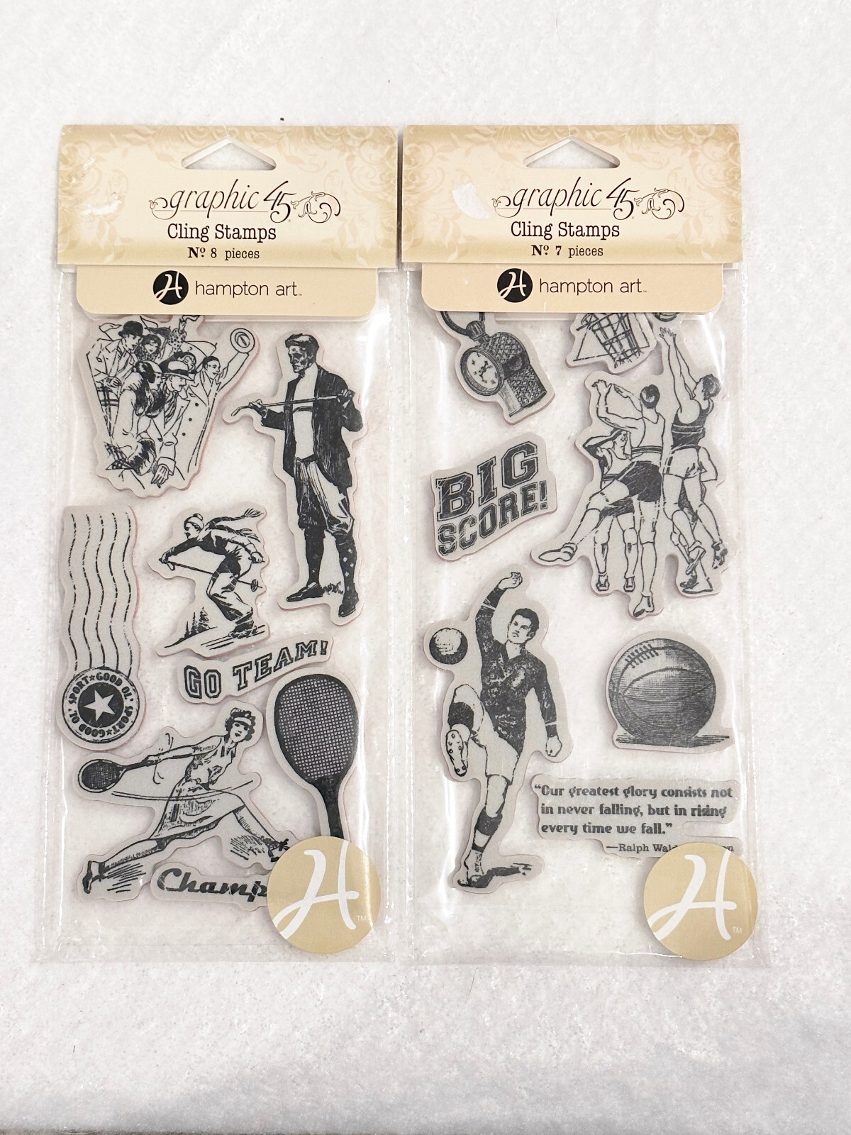 GRAPHIC 45 HAMPTON ART CLING STAMPS - BIG SCORE - GO TEAM