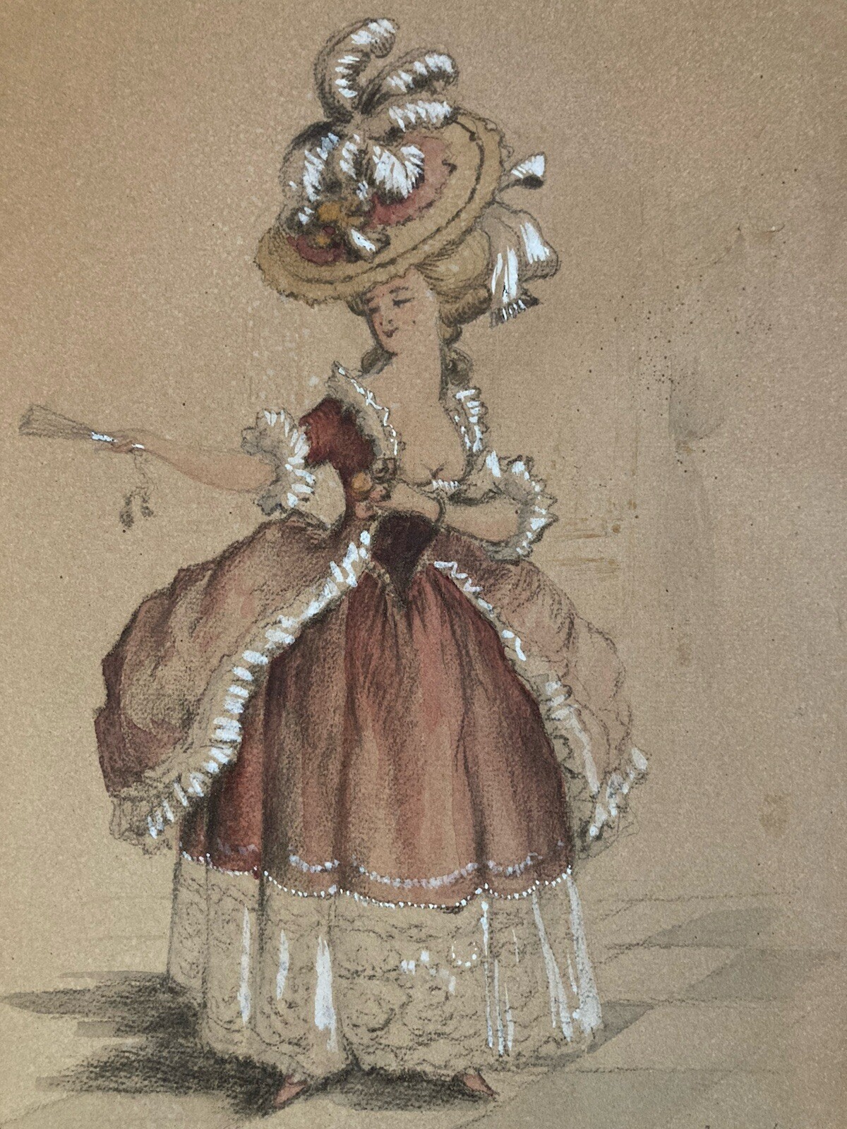 Beautiful Drawing 1920 Gouache Ink Portrait Art Deco Jean De Rhe Elegant Woman