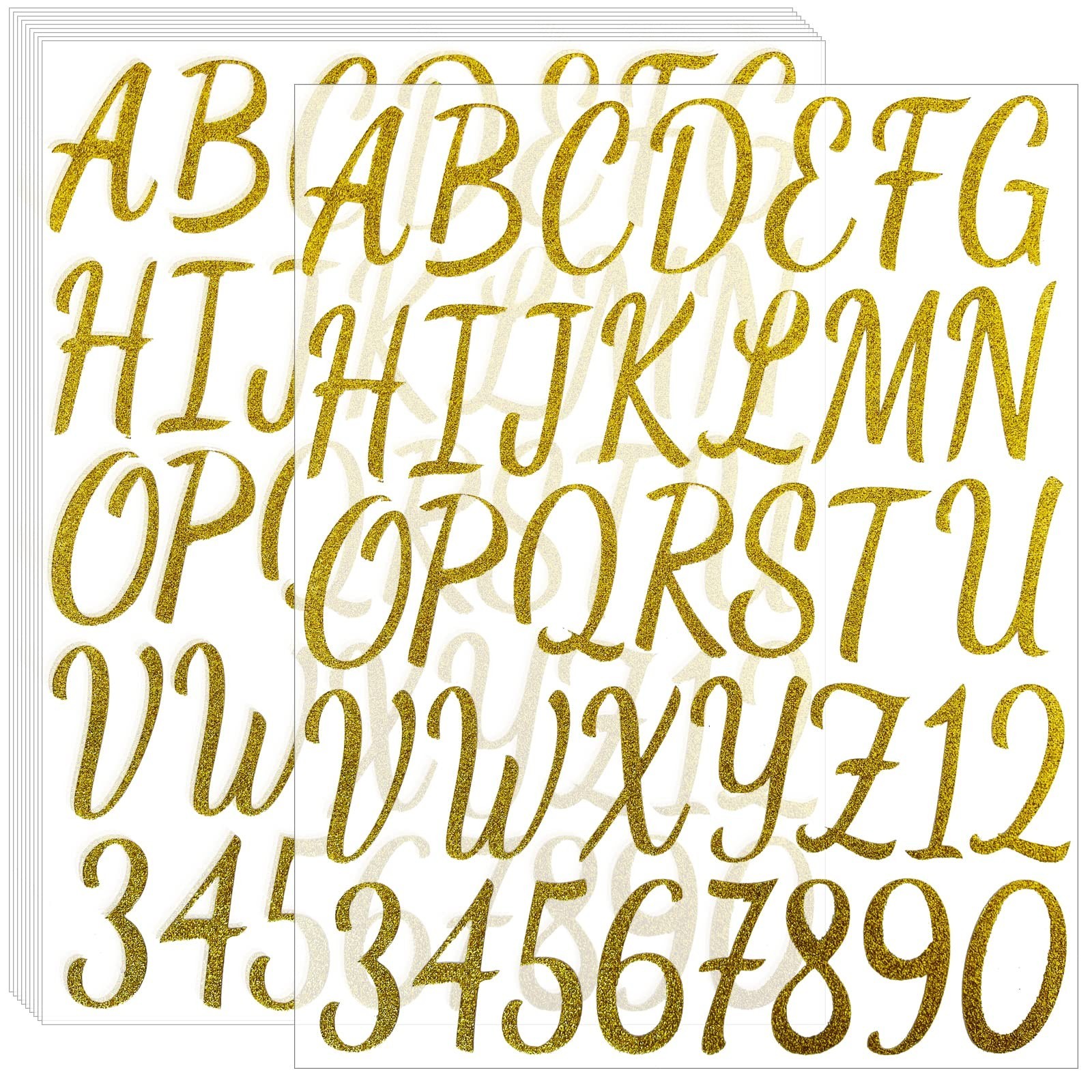 360 Pieces 10 Sheets Self-Adhesive Glitter Capital Letter Stickers, Alphabet ...