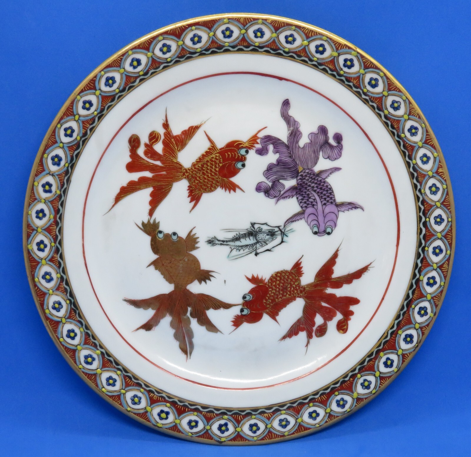 Japanese Kutani vintage Victorian Meiji Period oriental antique fish plate