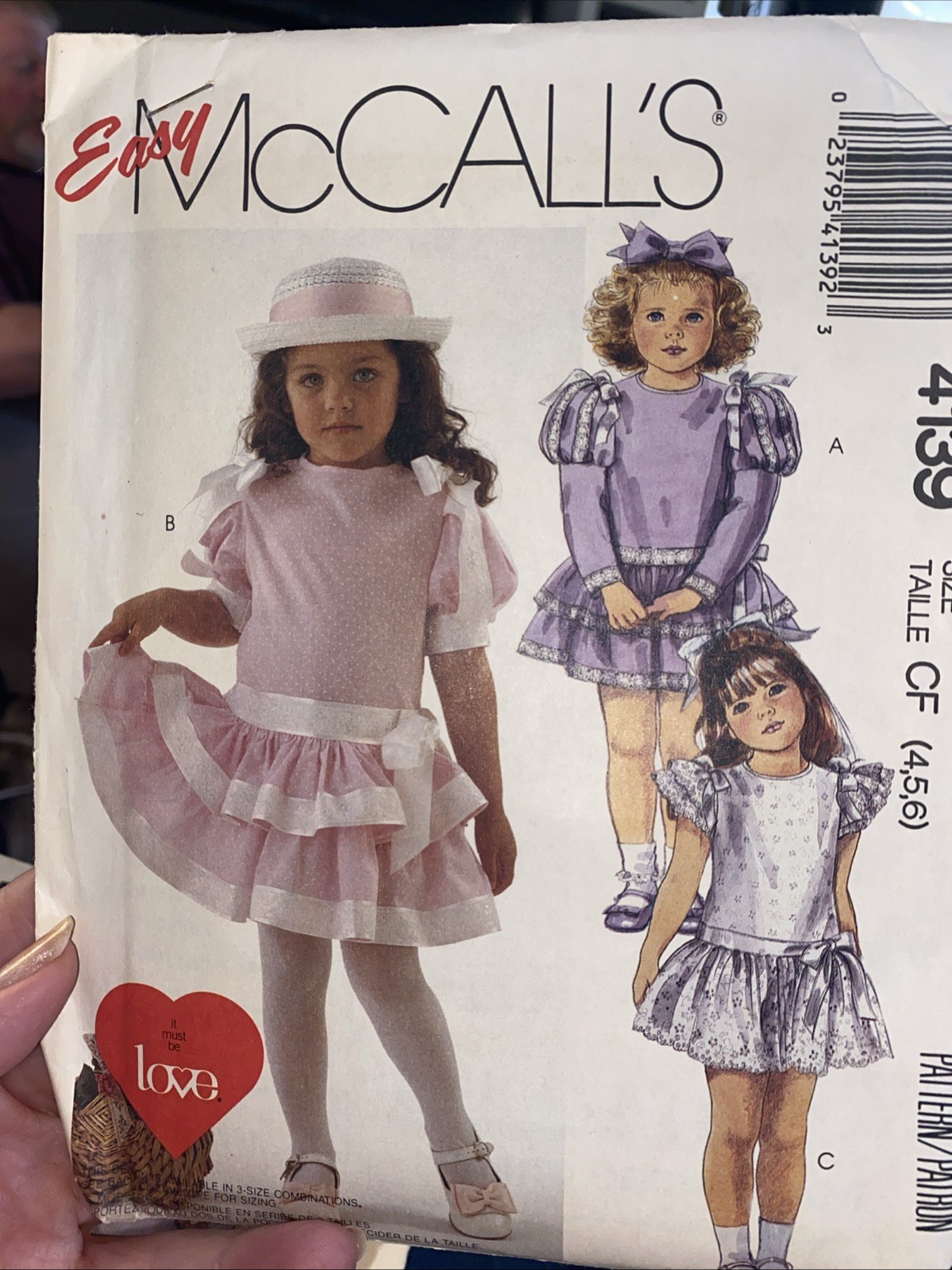 Vintage 1989 McCalls Girls Dress Pattern 4139 Size 4-6 Uncut