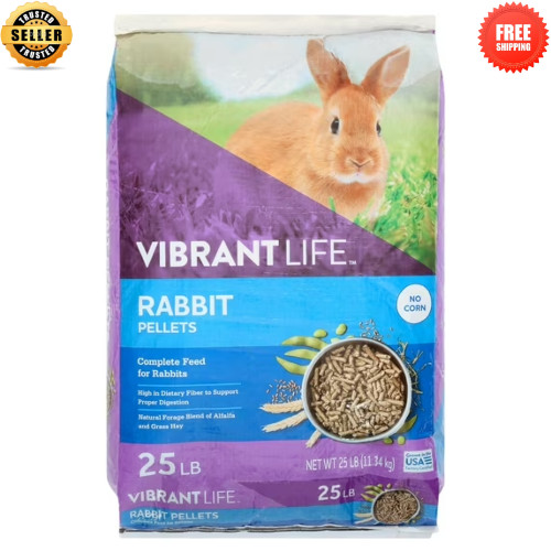 Rabbit Food Pellets 25 Lbs Bag Premium Alfalfa Hay Blend Complete Balanced Feed