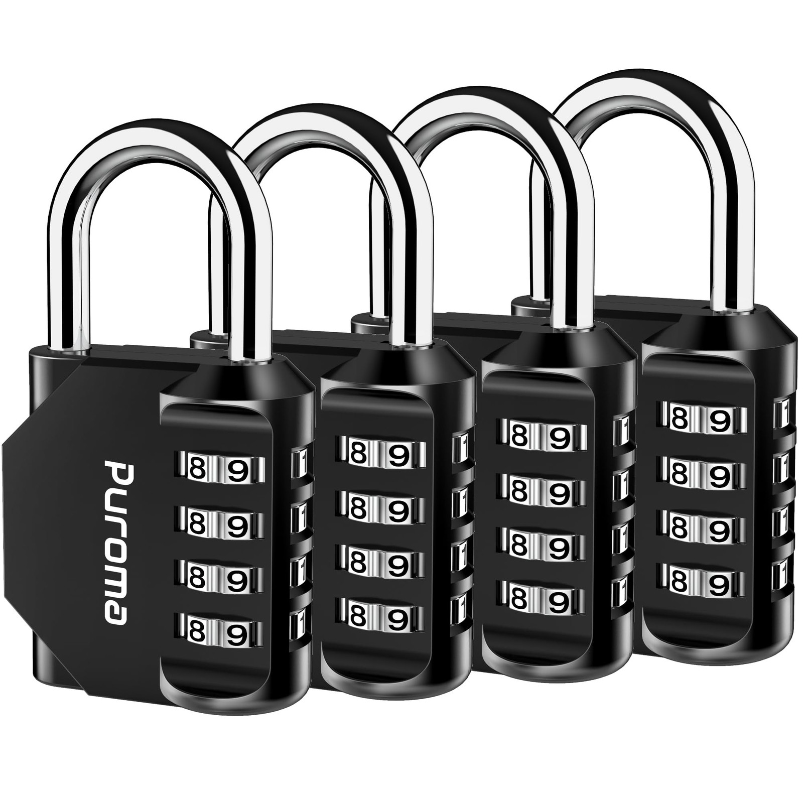 4 Pack Waterproof 4-Digit Combination Padlock for Locker, Gym, Fence, Toolbox...