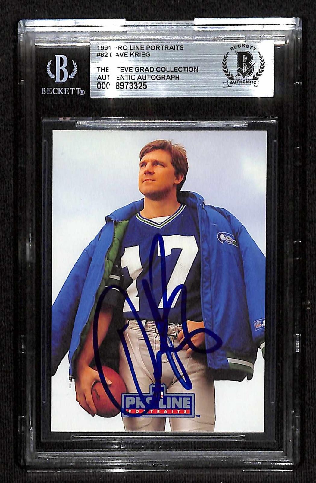 Dave Krieg Seahawks Signed 1991 Pro Line Portraits Football Card Beckett