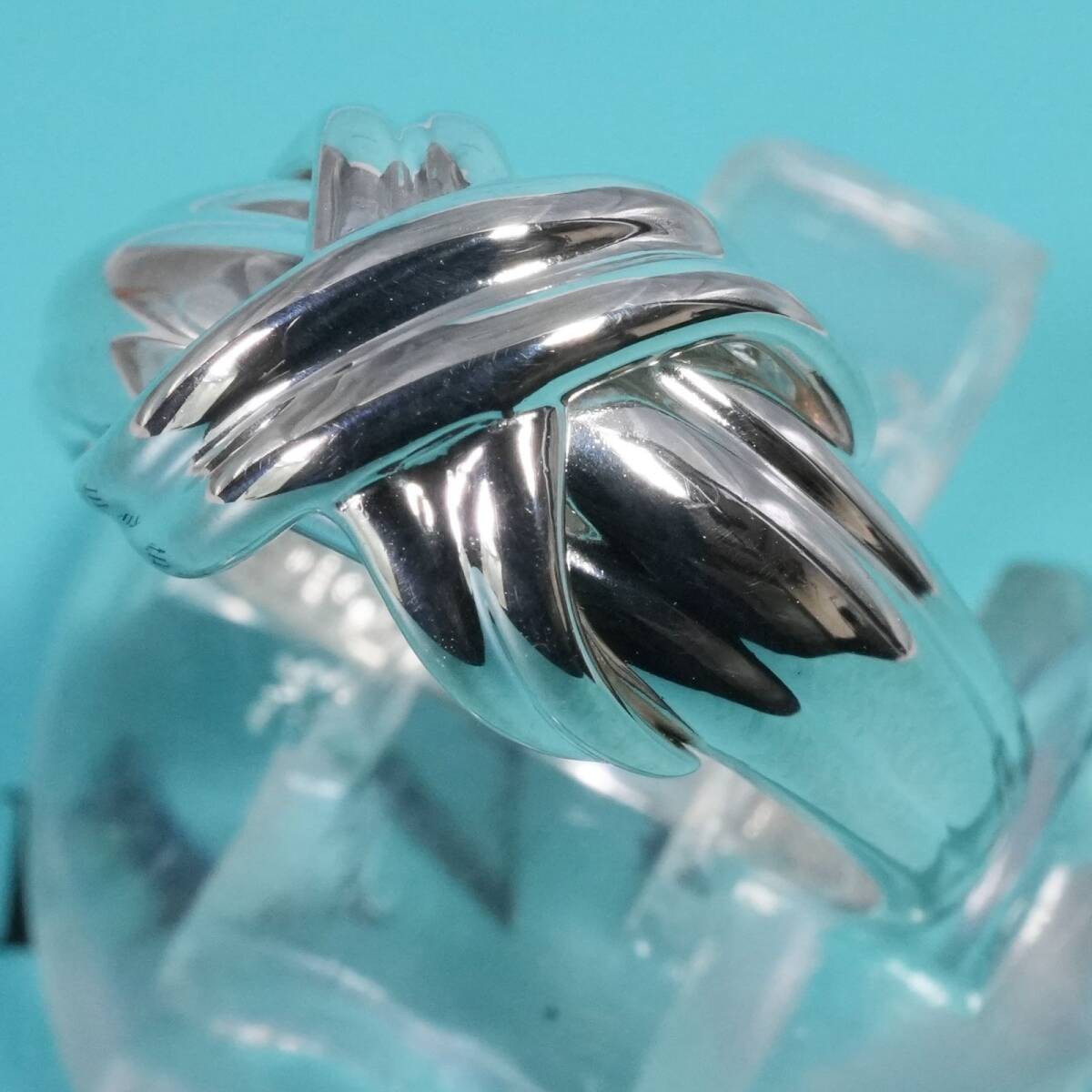 Excellent condition Tiffany Signature Cross Silver Ring, size 11, 25-3006