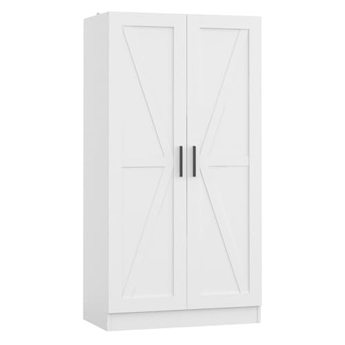 Wooden Storage Cabinet, Collection Food Pantry Narrow Cabinet Free White