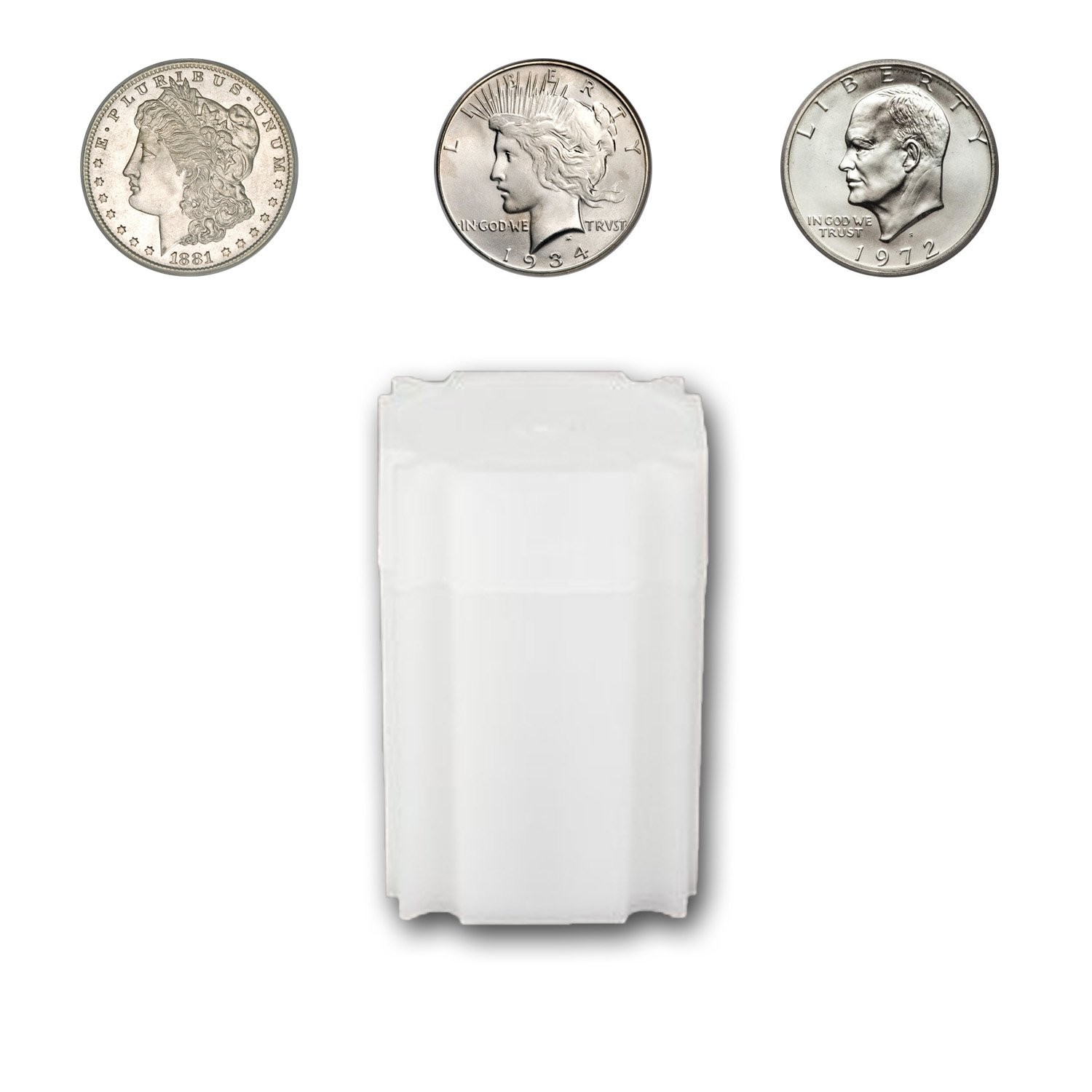 CoinSafe Large Silver Dollar Tube - Each Holds 20ea 38mm 1, Opaque White 