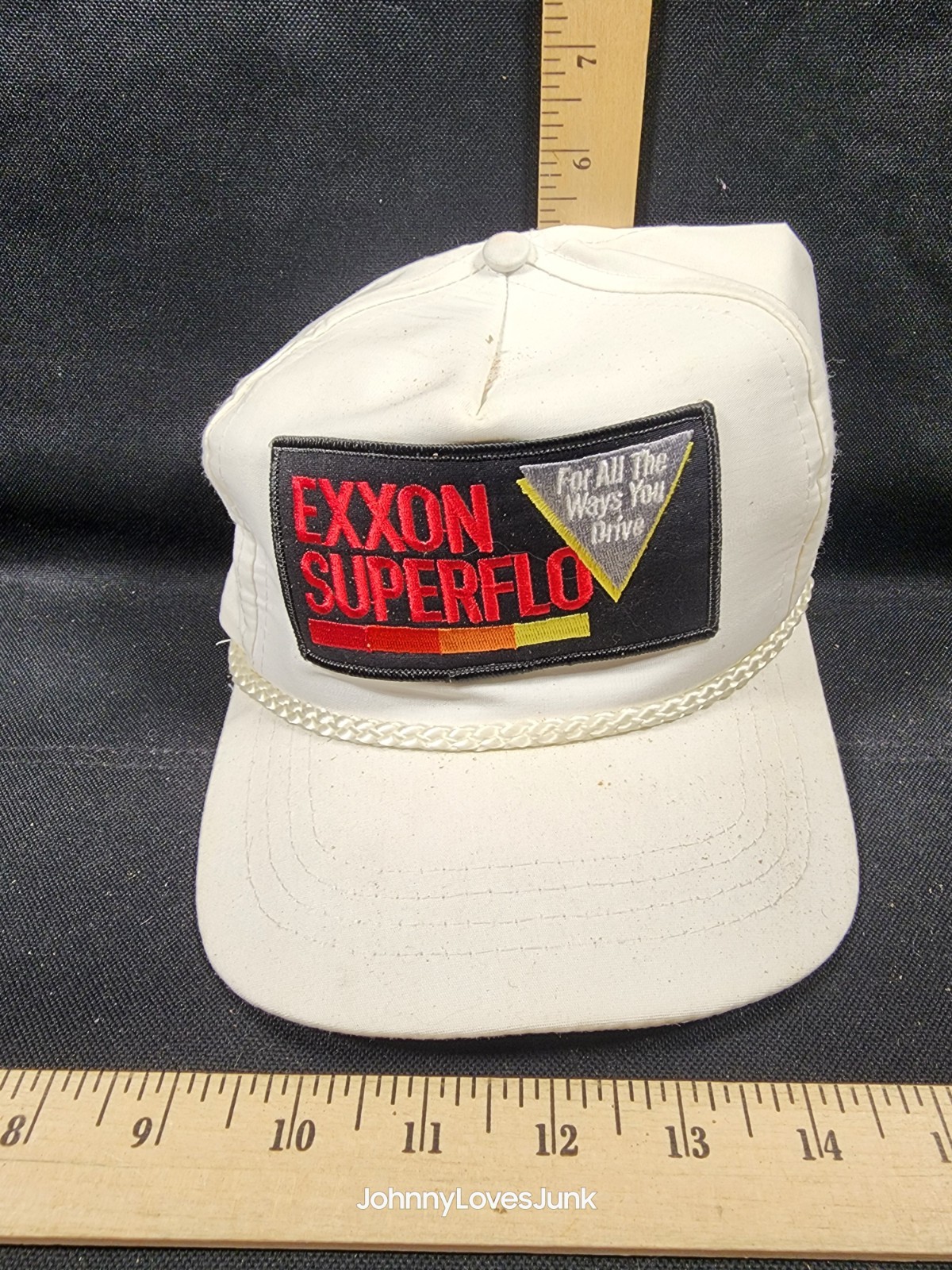 Vintage Exxon Superflo Snapback Trucker Cap Used Advertising 