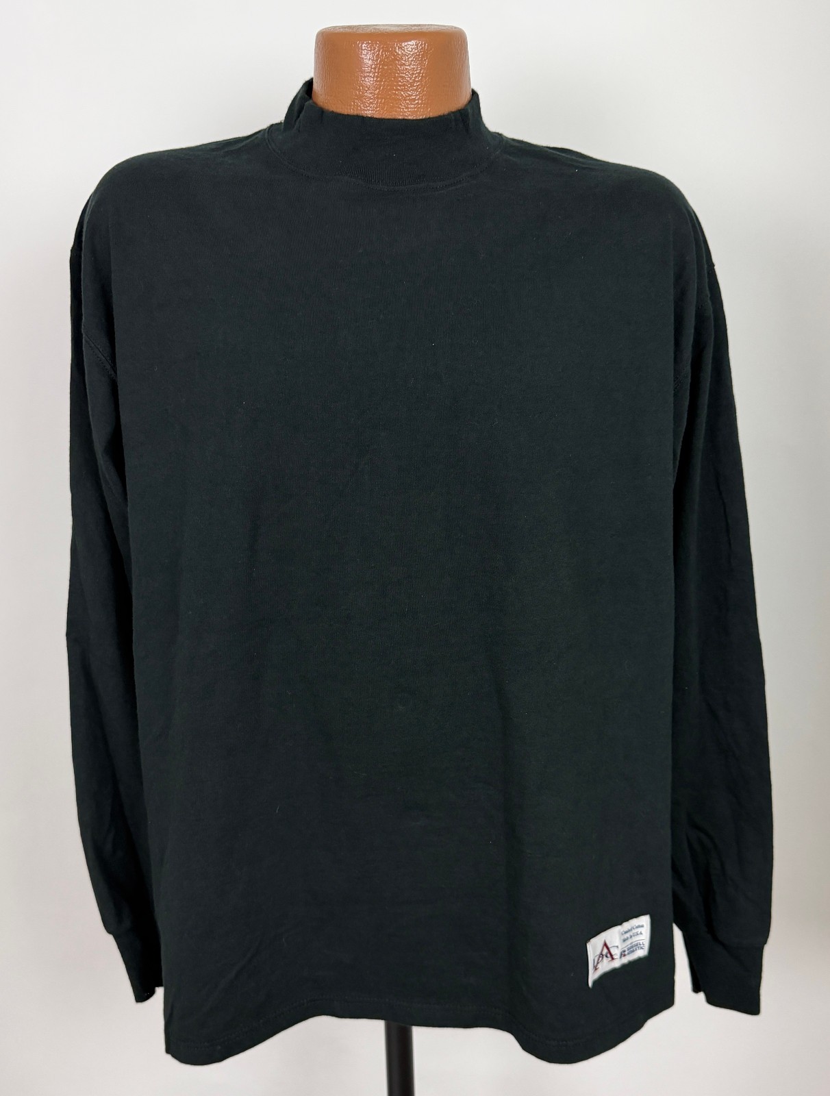 Vintage 90s Mock Neck Shirt Medium Minimal Blank Cotton DAC Athletic Club USA