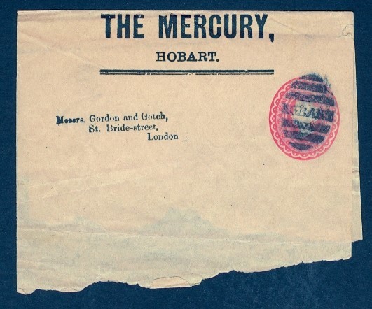 AUSTRALIA TASMANIA 1P QV THE MERCURY HOBART WRAPPER TO UK