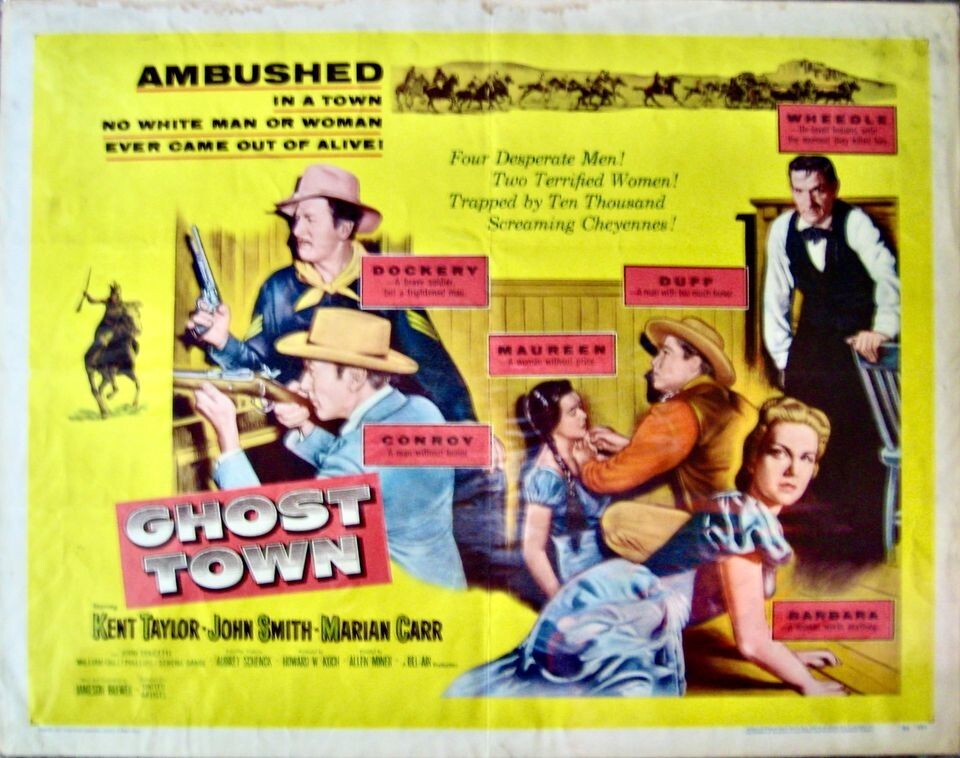 VINTAGE ORIGINAL 1956 HALF SHEET MOVIE POSTER "GHOST TOWN."