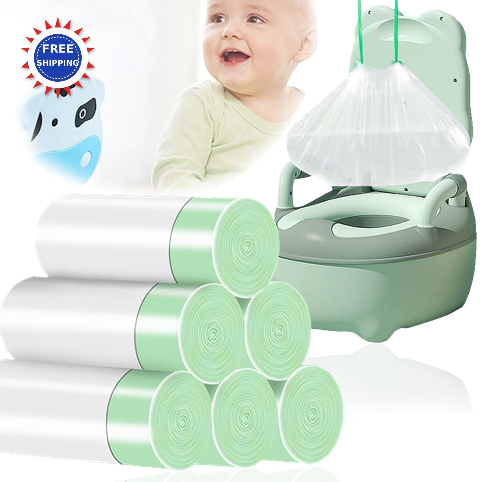 Potty Chair Liners 100 Pack 24 cm Drawstring Training Toilet Seat Bags Cleaning