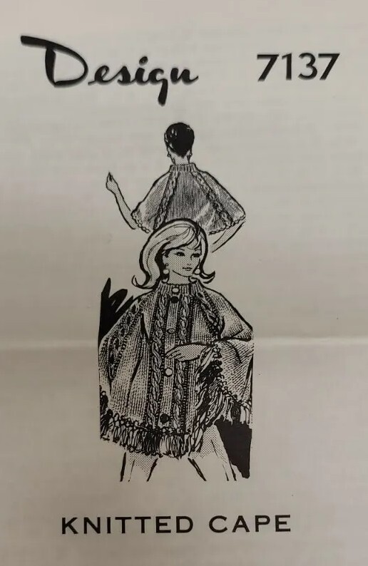 Vtg Alice Brooks Designs 1980s Knitted Cape Pattern